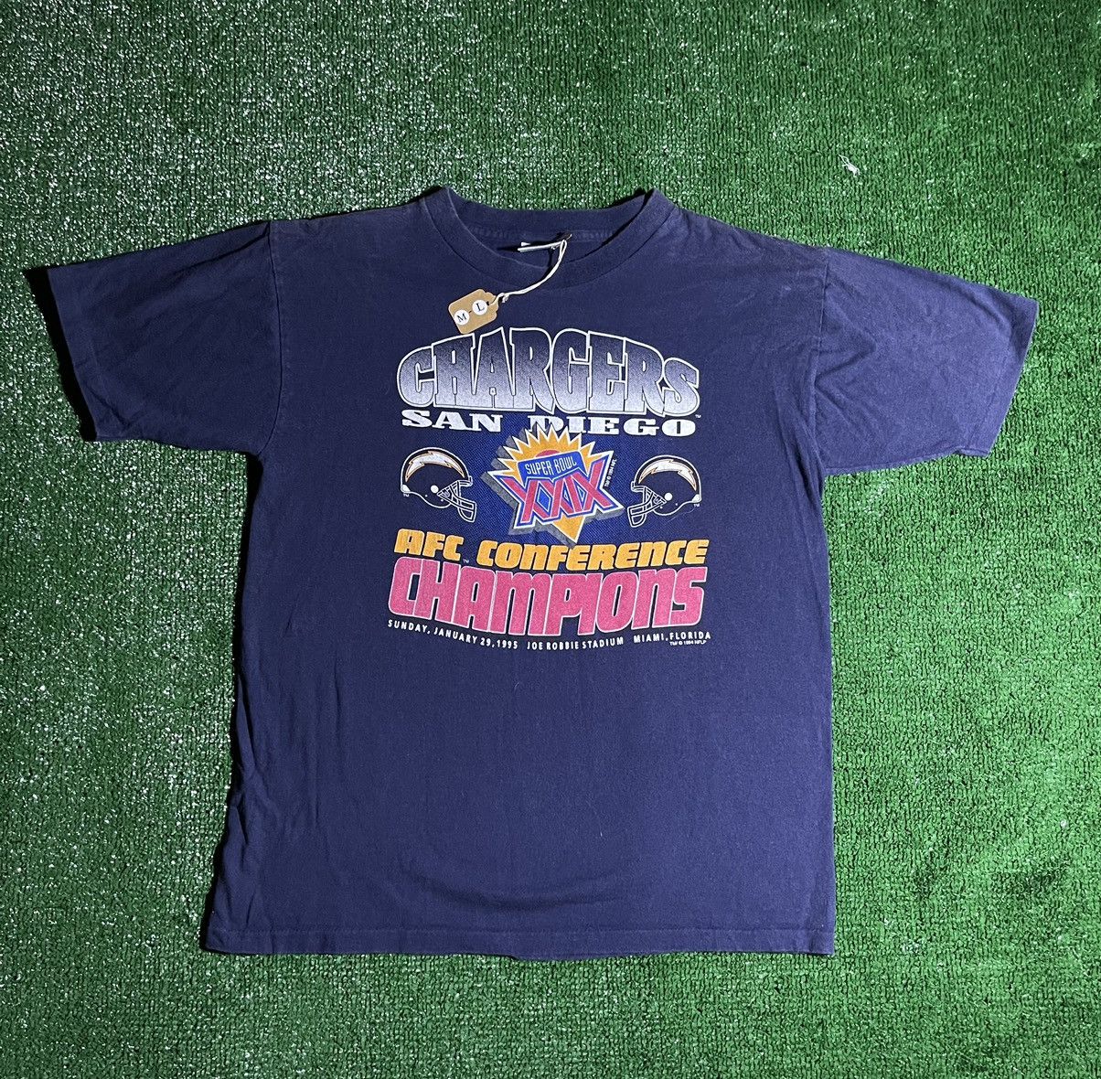 image of Nfl x Vintage Chargers Super Bowl Xxix Champions T-Shirt in Navy, Men's (Size Medium)