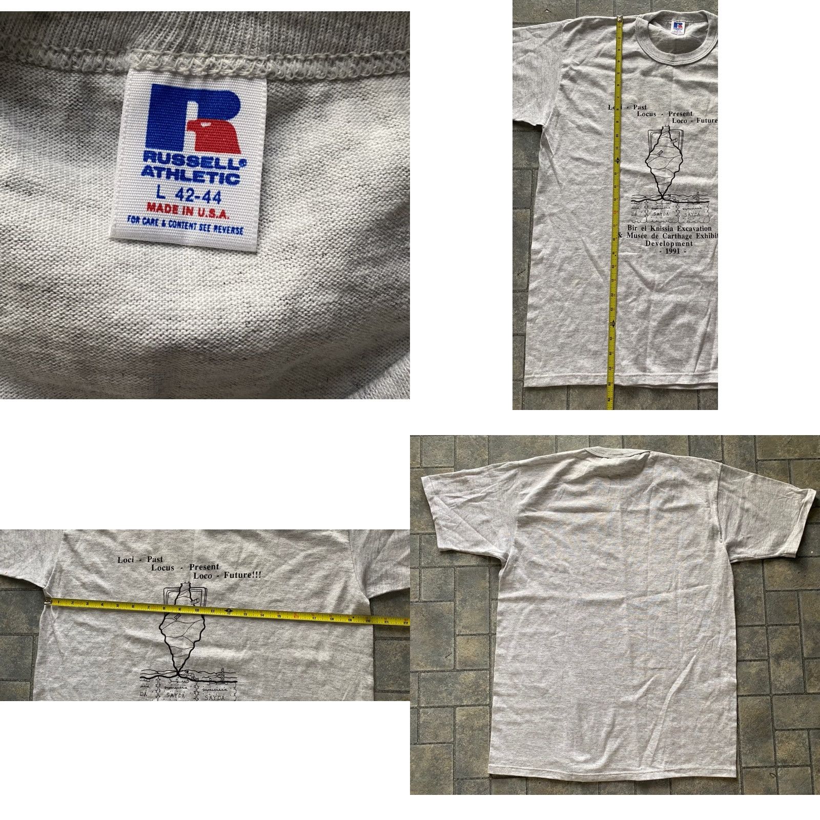 Russell Athletic VINTAGE Russell Athletic Men’s L Gray Carthage Exhibit 1991 Museum Short Sleeve Shirt 1990s Mens Size US L / EU 52-54 / 3 - 8 Thumbnail
