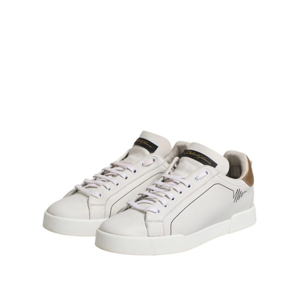 Dolce & Gabbana Dolce & Gabbana White Gold Leather Low Top Sneakers Shoes Size US 9 / IT 39 - 4 Thumbnail
