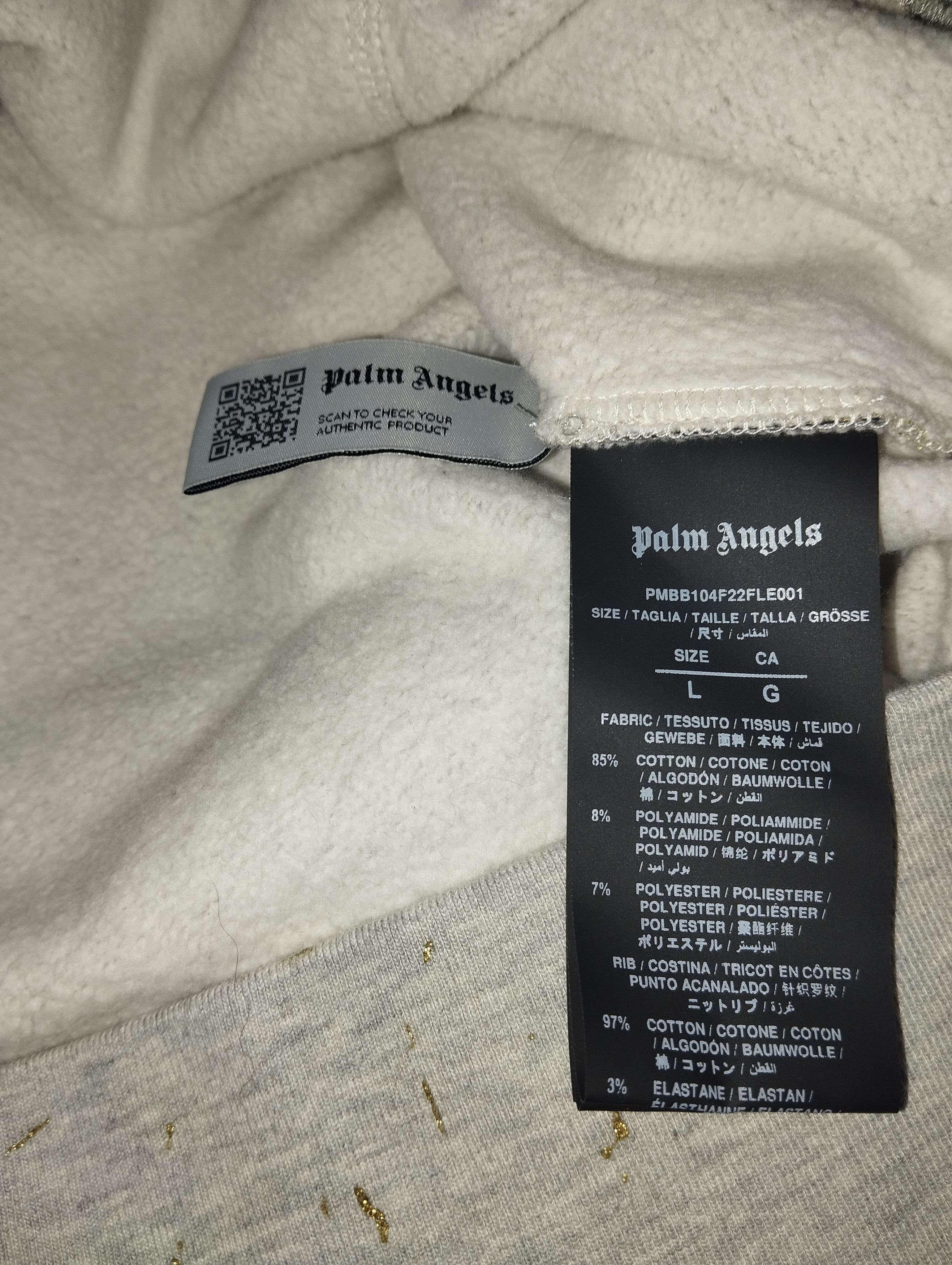 Palm Angels Palm Angels Pxp painted raw cut hoody melange grey WH Size US L / EU 52-54 / 3 - 7 Thumbnail