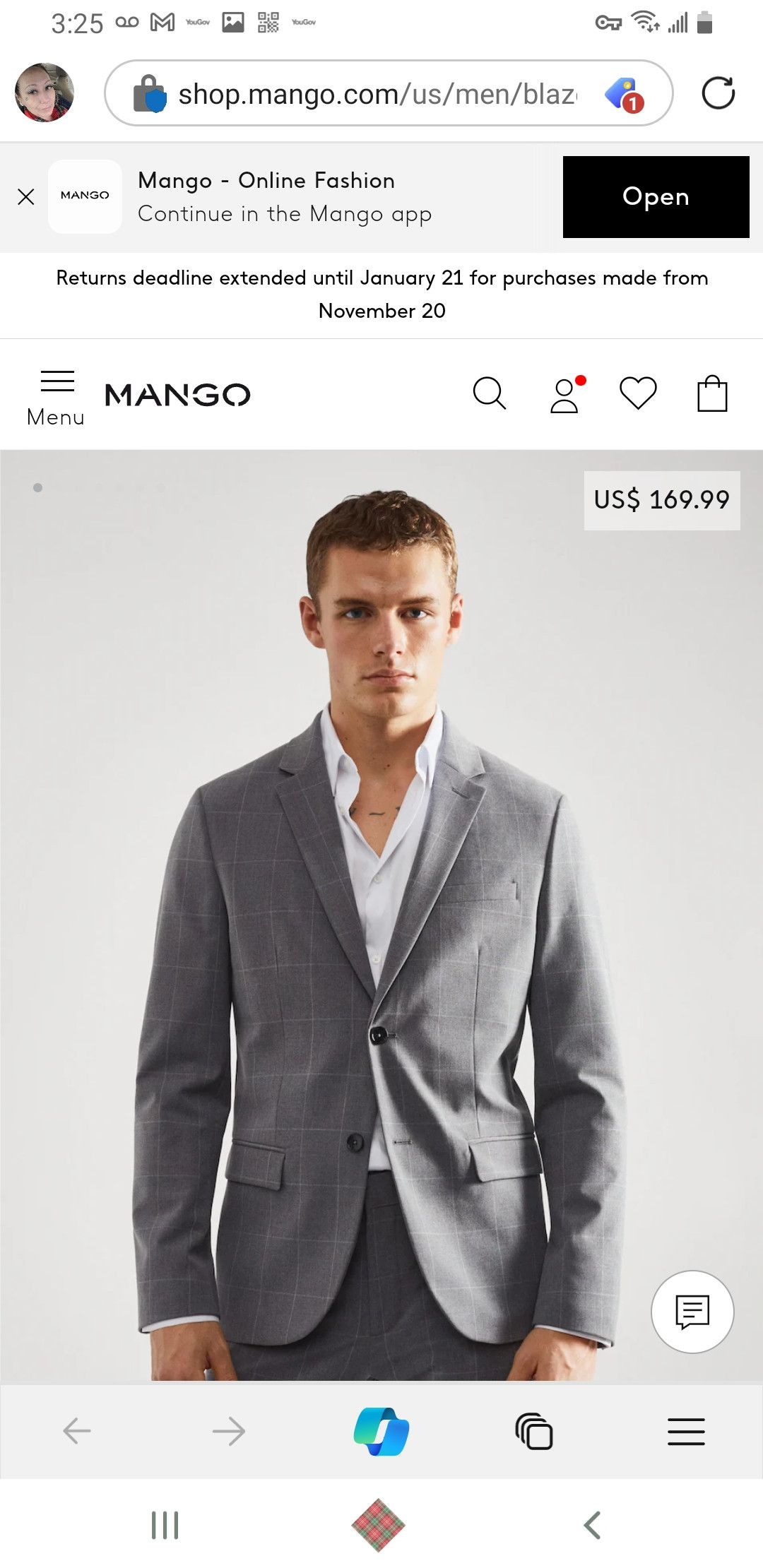 Mango Mango MNG suit (blazer and pants) Size 40R - 6 Thumbnail