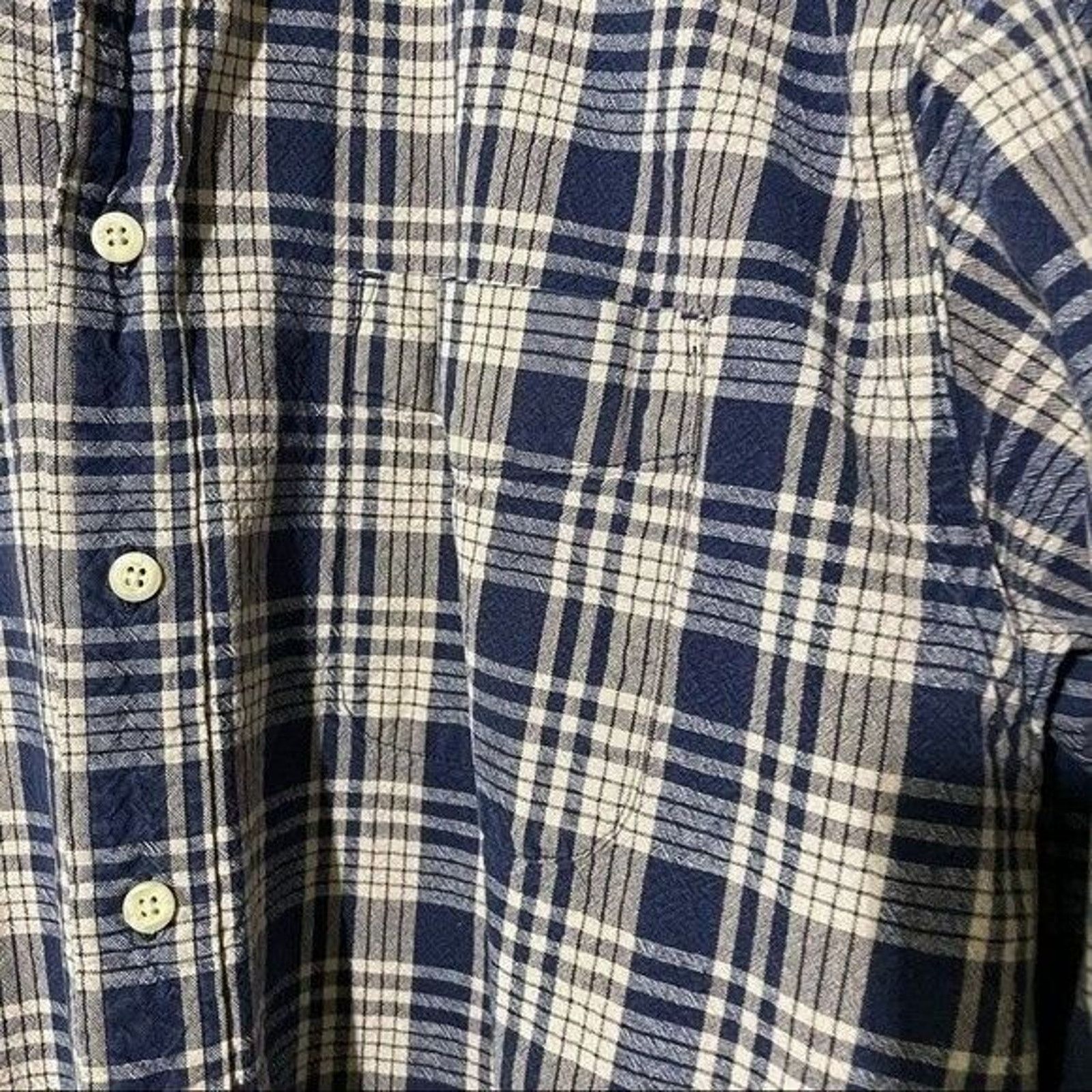 Eddie Bauer Eddie Bauer Blue Plaid Heavy Cotton Button Up Shirt XL Size US XL / EU 56 / 4 - 4 Thumbnail