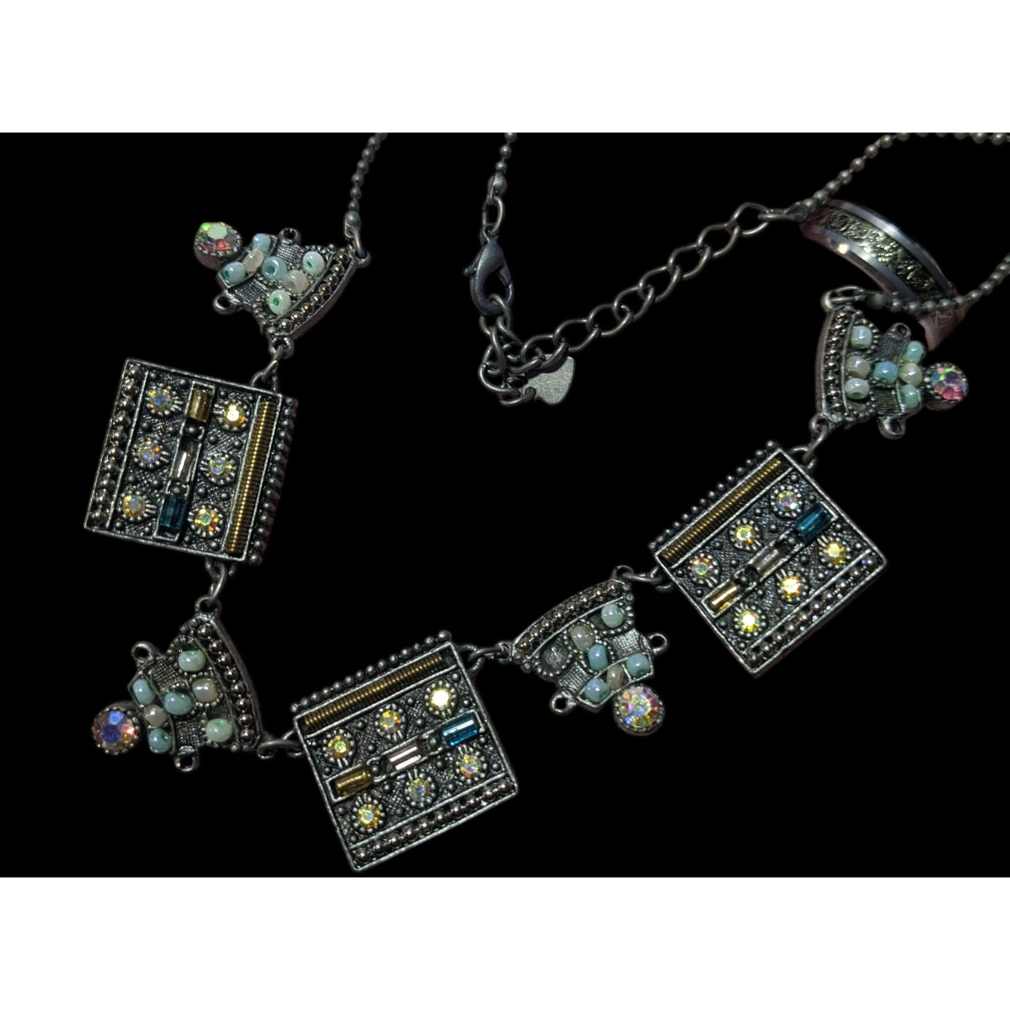 Other Vintage Art Deco Silver Tone Rhinestone Beaded Necklace Size ONE SIZE - 3 Thumbnail