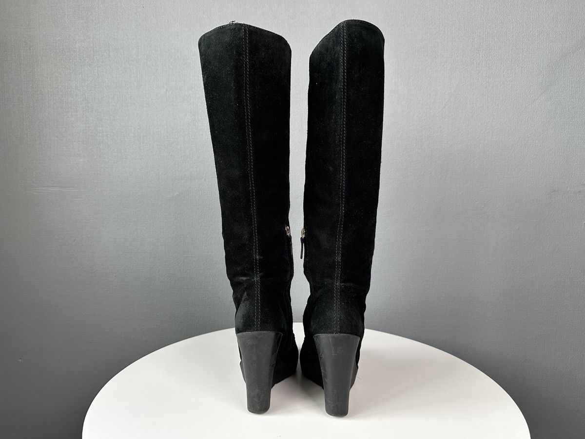 Gucci GUCCI Black Suede Horsebit Wedge Tall Boots Knee High EU 39 Size US 9 / IT 39 - 9 Thumbnail