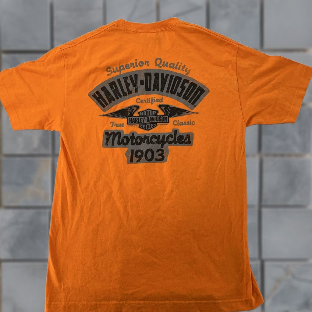 Harley Davidson Harley-Davidson T-Shirt Mens M Orange Graphic Print Crew Neck Short Sleeve Biker Motorcycle Size US M / EU 48-50 / 2 - 1 Thumbnail