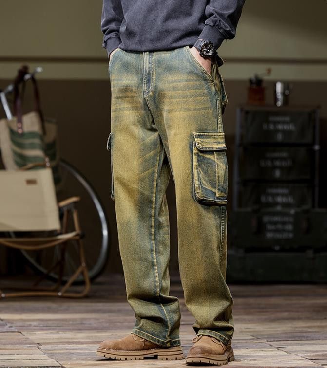 Jean Autumn Winter Jeans Multi Pocket Retro Trendy Size US 30 / EU 46 - 4 Thumbnail
