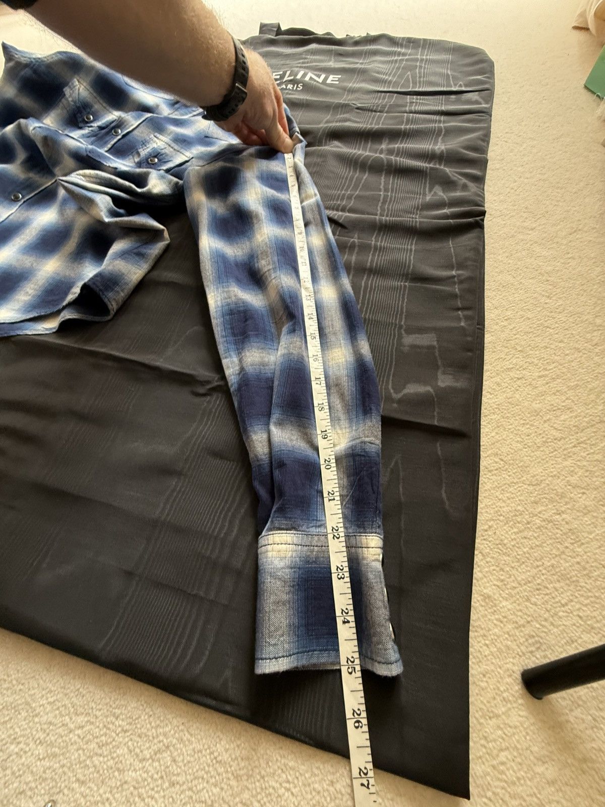 Saint Laurent Paris FW16 Saint Laurent blue white shadow western flannel Hedi Size US S / EU 44-46 / 1 - 8 Thumbnail