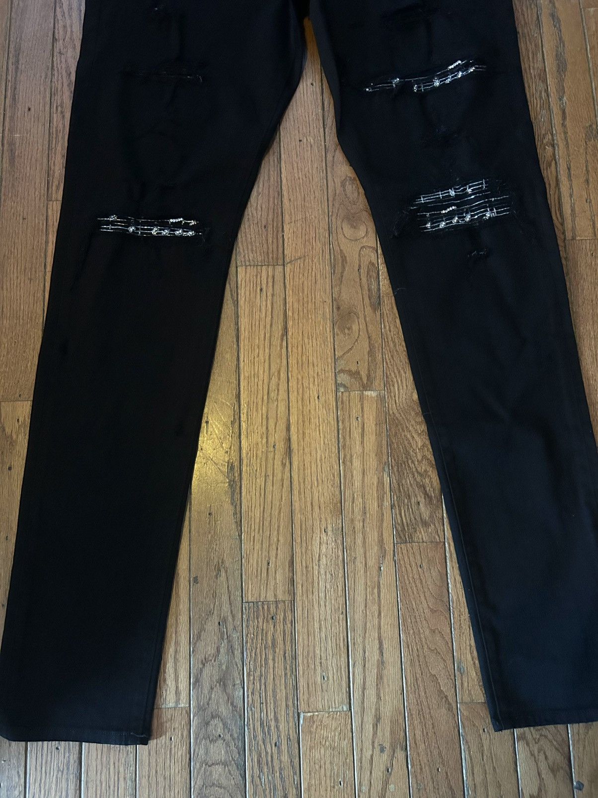 Amiri Amiri Black Silver Crystal Music Note Skinny Jeans - Size 38 Size US 38 / EU 54 - 4 Thumbnail