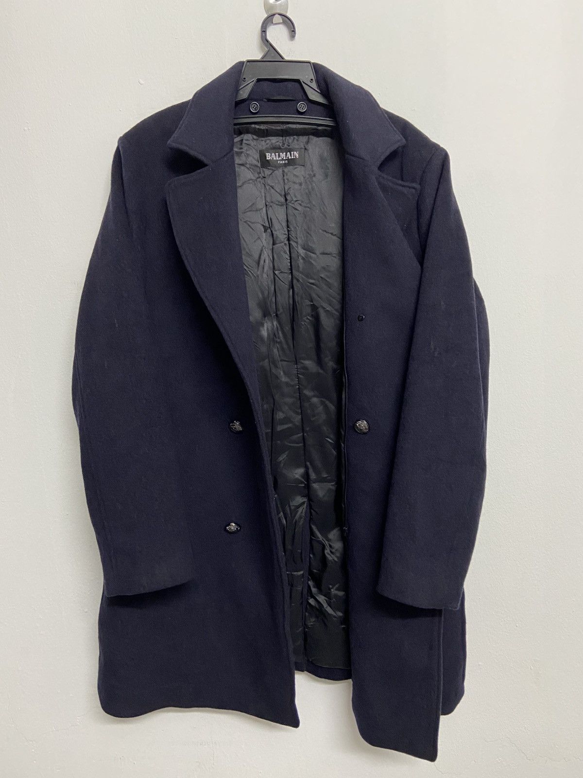 Balmain Balmain Double Breasted Navy Wool Pea Coat jacket Size US L / EU 52-54 / 3 - 2 Thumbnail