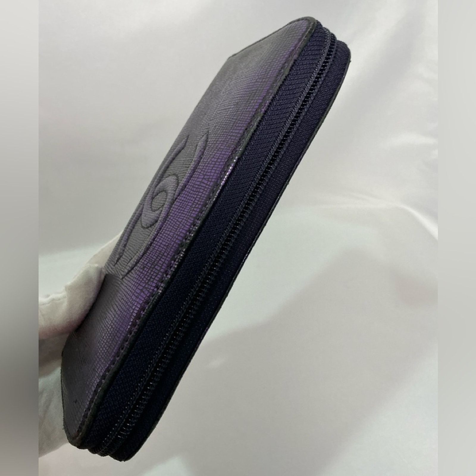 Chanel CHANEL Iridescent Purple Caviar Zip Lizard Embossed Wallet Size ONE SIZE - 9 Thumbnail