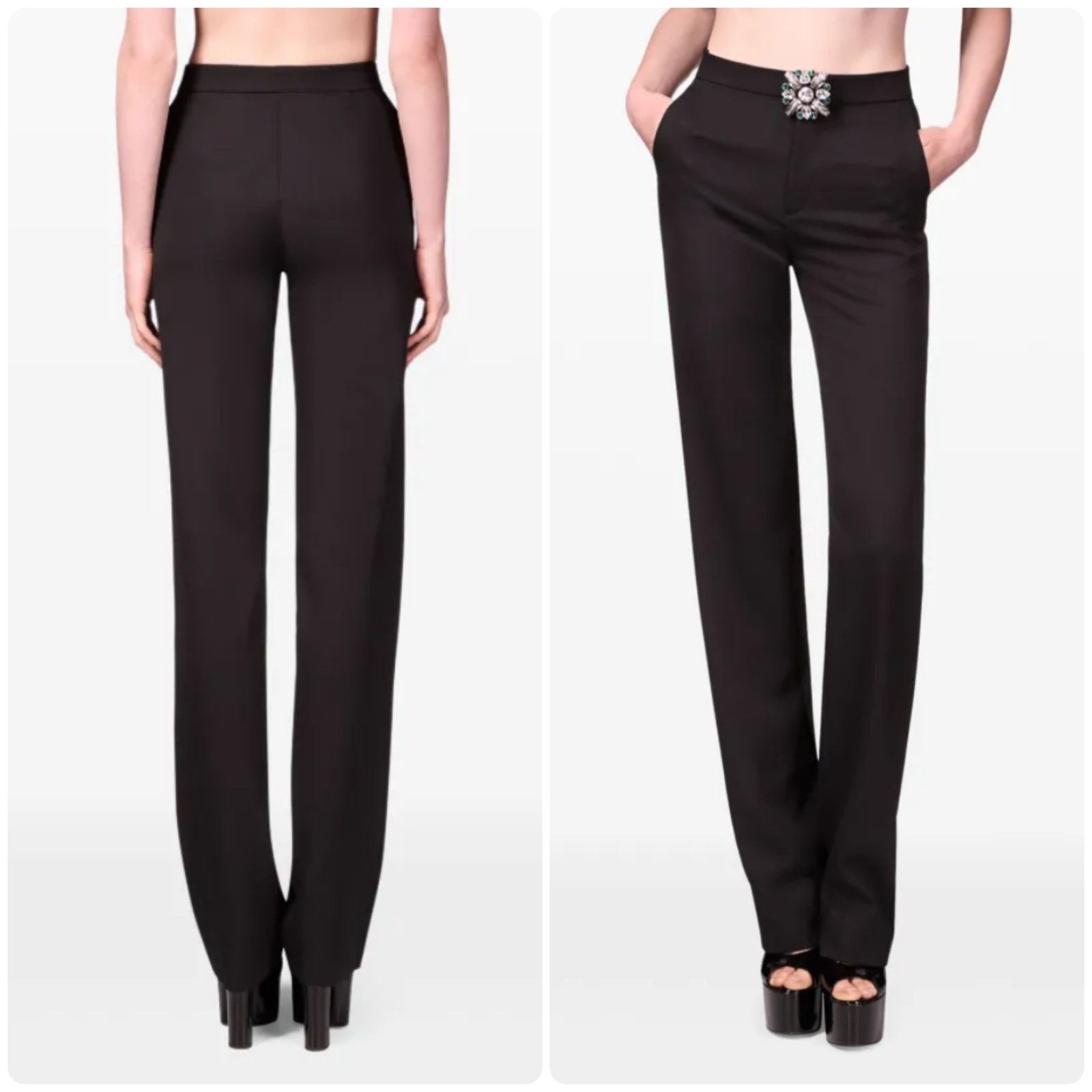 Area Area Crystal Brooch Trousers Pants size 4 100% virgin wool Size 27" / US 4 / IT 40 - 1 Thumbnail