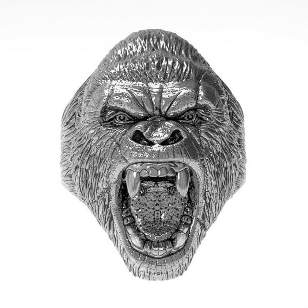 Designer Men's Vintage Punk King Kong Gorilla Head Ring - Size 8 Size ONE SIZE - 3 Thumbnail