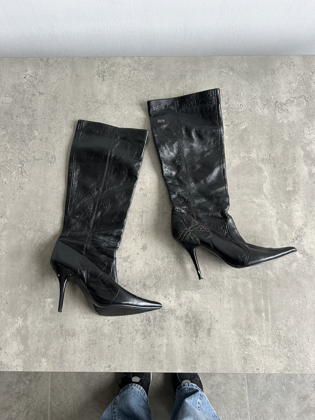 Miss Sixty Miss Sixty Vintage Y2K heels boots leather with applique Size US 7 / IT 37 - 8 Thumbnail
