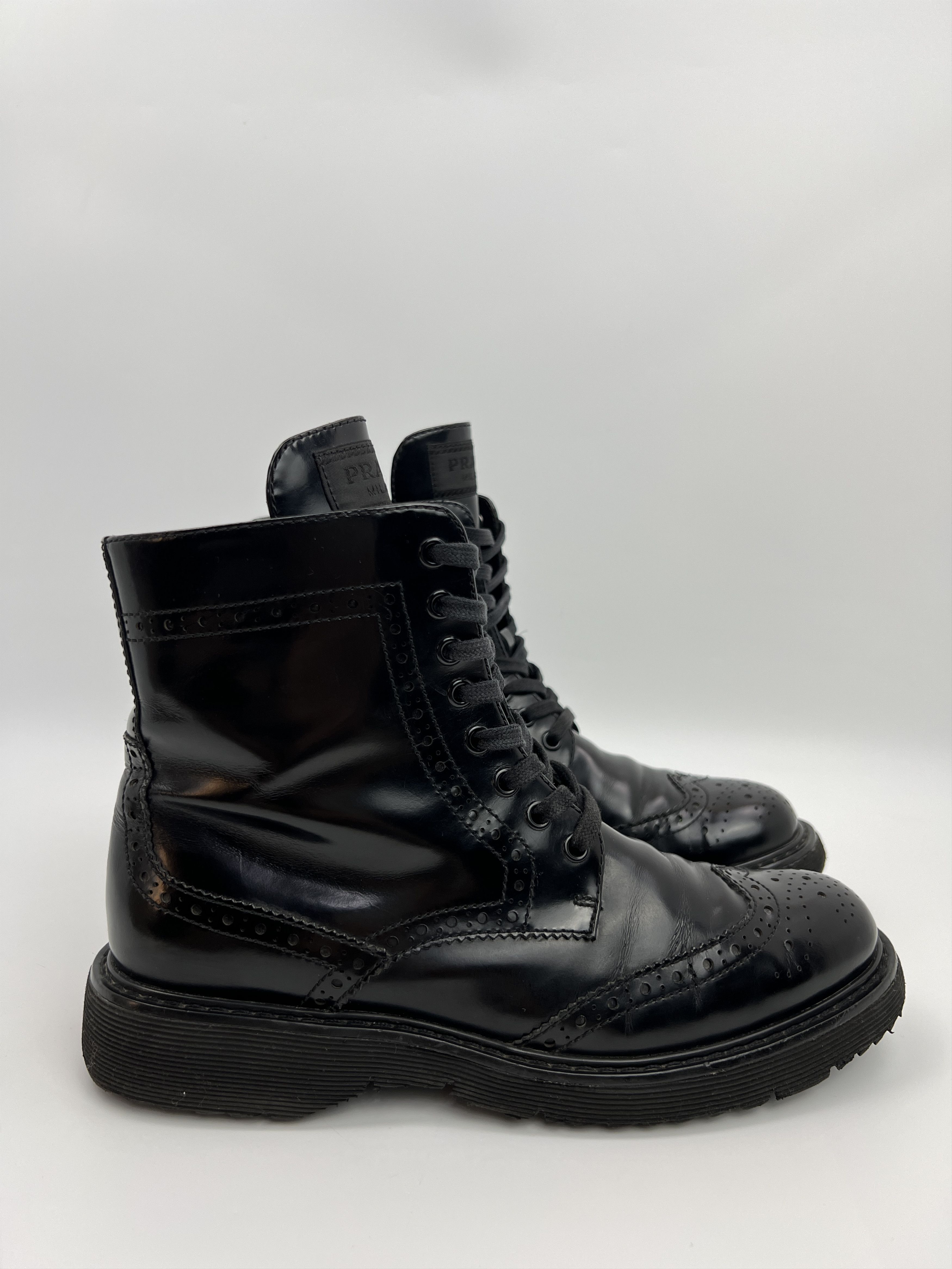 Prada Vintage Prada Combat Style Boots Black Patent Leather Size US 7.5 / IT 37.5 - 4 Thumbnail