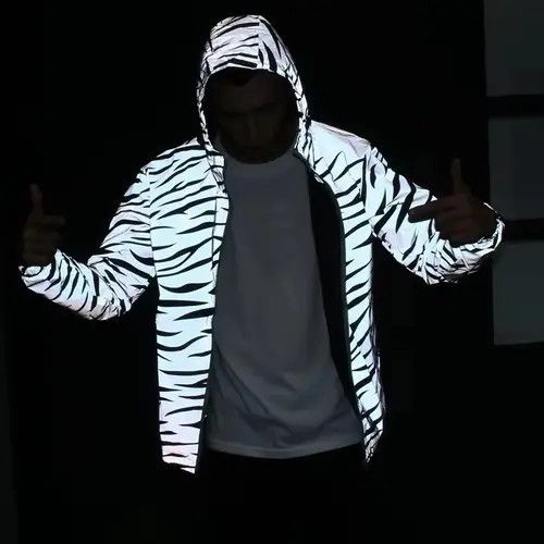 Japanese Brand zebra reflective Night shining Hooded Windbreaker Jacket Size US L / EU 52-54 / 3 - 3 Thumbnail