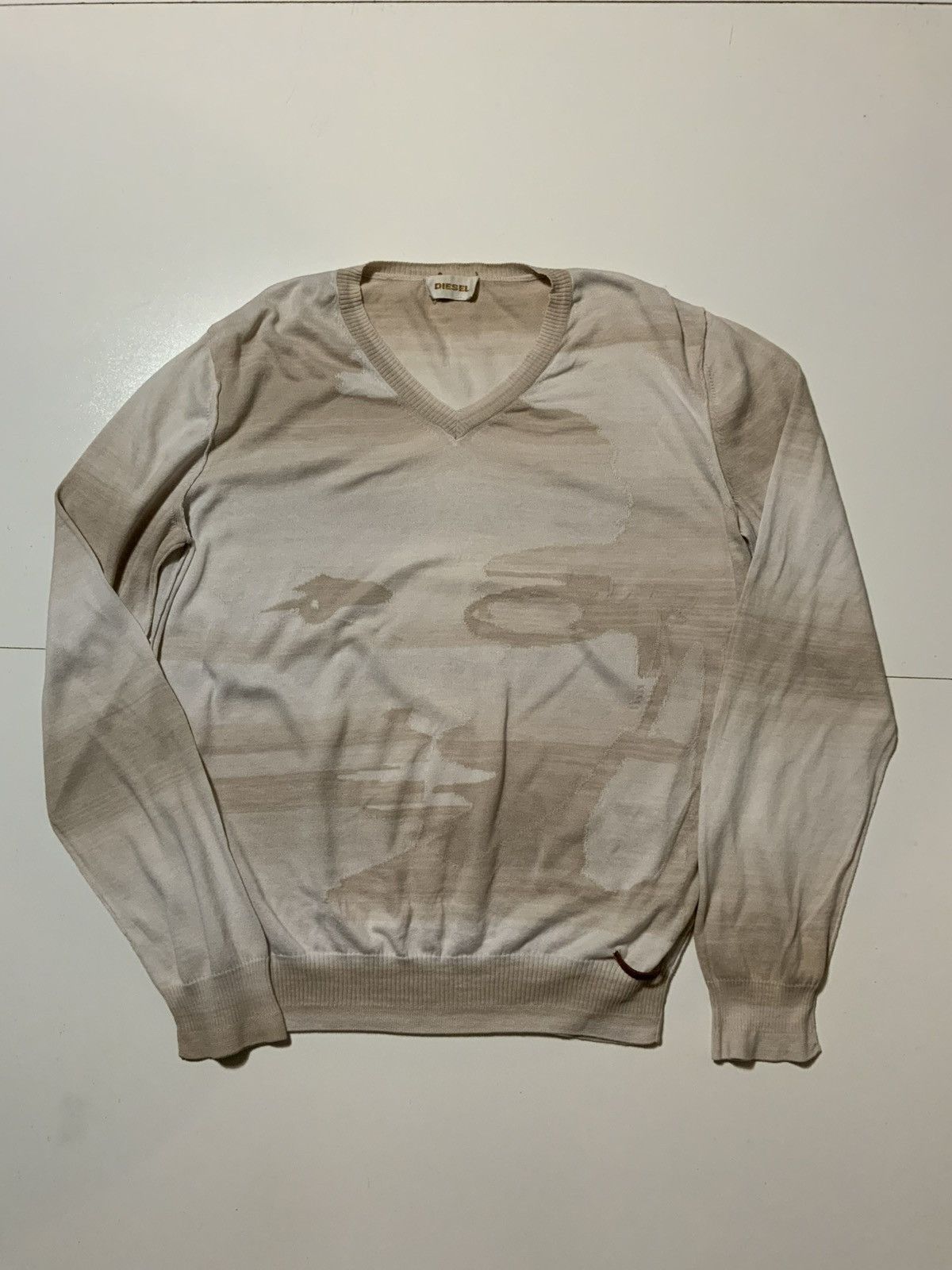 Diesel Diesel Abstract Face Cotton Knit V Neck Pullover Sweater Size US S / EU 44-46 / 1 - 1 Thumbnail