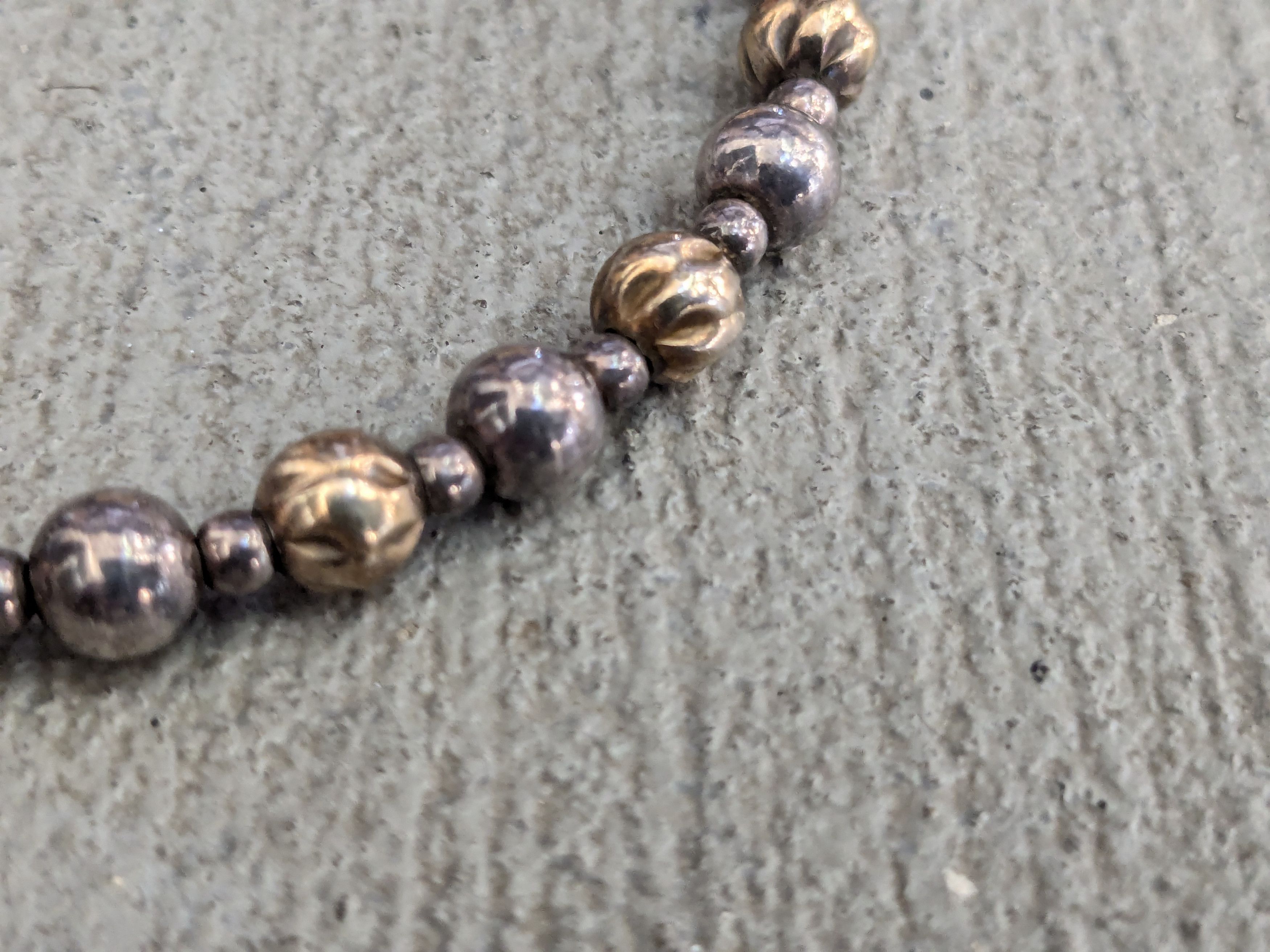 Vintage Vintage Sterling Silver Bracelet Ball Bead Two Tone Gold Size ONE SIZE - 6 Thumbnail