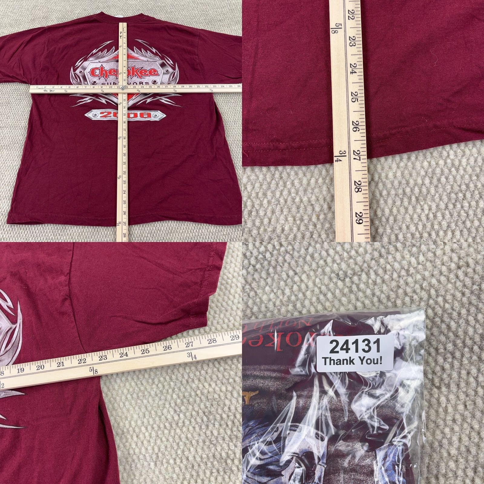 Jerzees Vintage Jerzees T-Shirt Men XL Red Graphic Print Biker Shirt 80s USA Logo Hardwearing Cotton Short Sleeve Crew Neck distressed style? Size US XL / EU 56 / 4 - 8 Thumbnail
