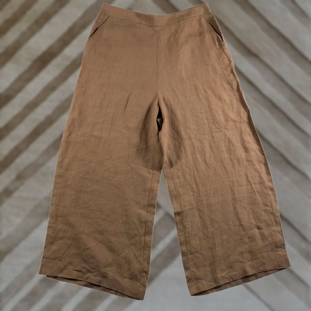Vintage Vetta Capsule Wide Leg Pants Size 14 Dusty Blush 100% Linen High Rise NWT USA Size 36" / US 14 / IT 50 - 1 Thumbnail