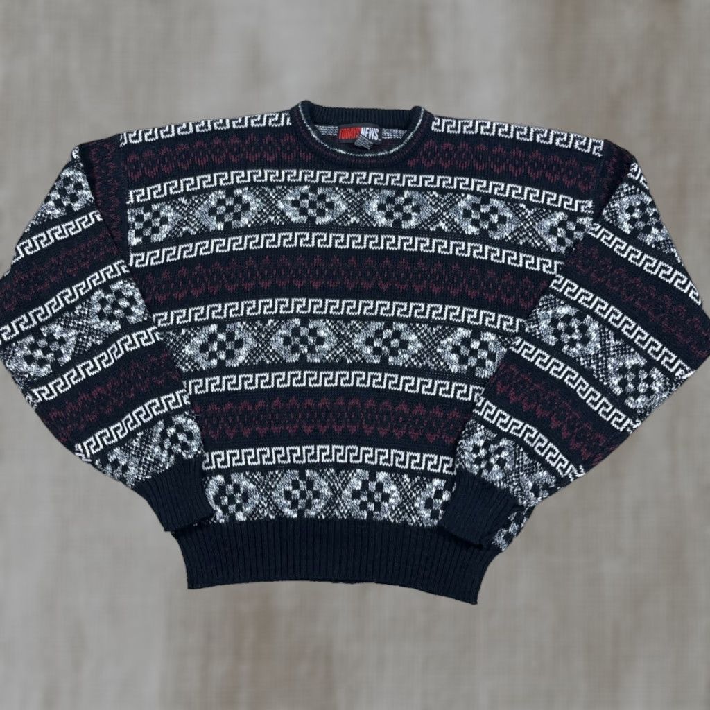 Vintage Vintage Grandpa Sweater Men Medium Black Red Geometric Knit Golf 90s Y2K Cosby Size US M / EU 48-50 / 2 - 1 Thumbnail