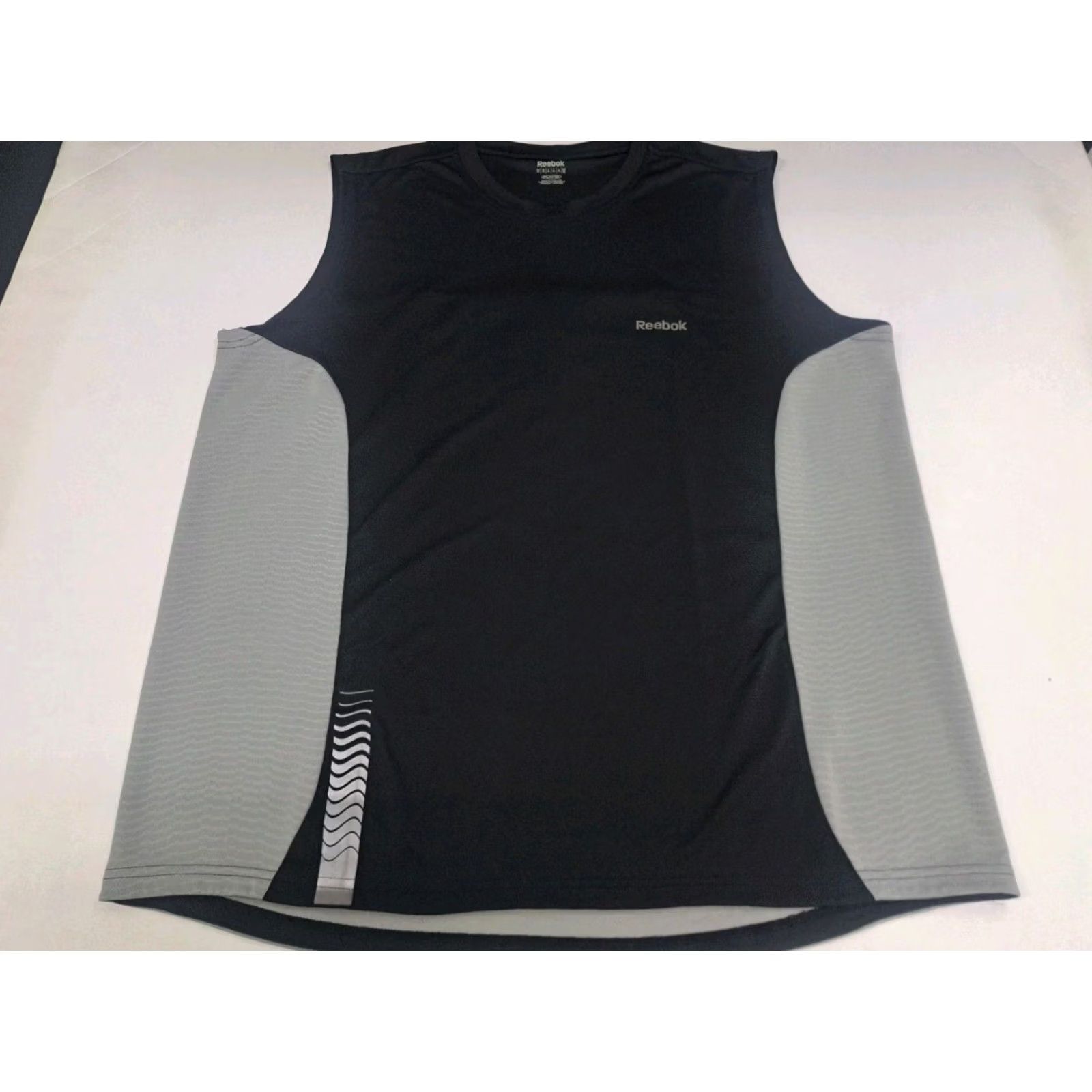 Reebok Reebok Play Dry Mens Sleeveless T Shirt Black/Grey XL Crew Neck Pullover Training Activewear Lightweight Moisture Wicking Logo Size US XL / EU 56 / 4 - 2 Thumbnail