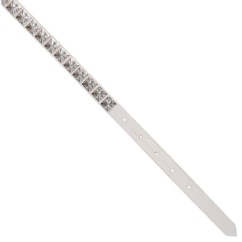 image of Chrome Hearts Pyramid Studded White Belt, Men's