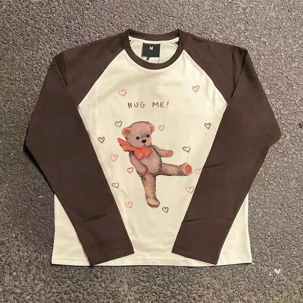 VIBE Cartoon Doll Bear Printed Loose Casual Long Sleeve T-Shirt Size US M / EU 48-50 / 2 - 3 Thumbnail