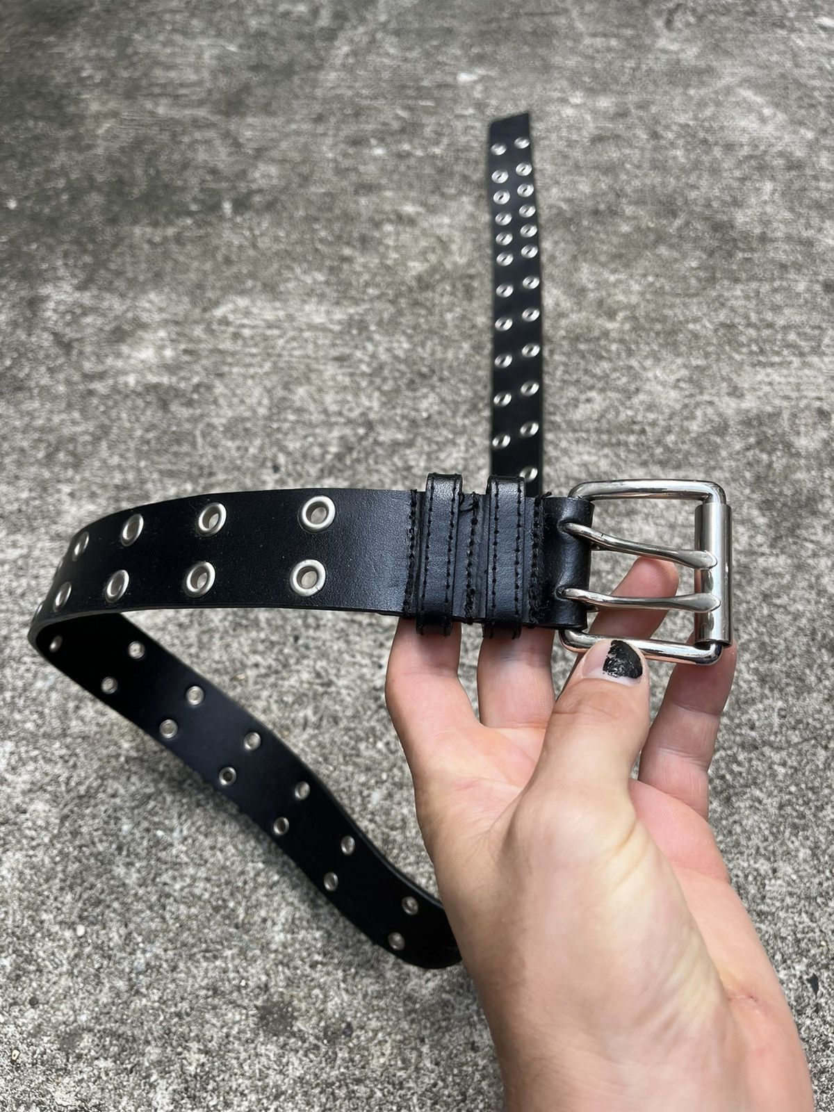 Other Black Metal Punk Scene Belt Double Ring Size ONE SIZE - 3 Thumbnail
