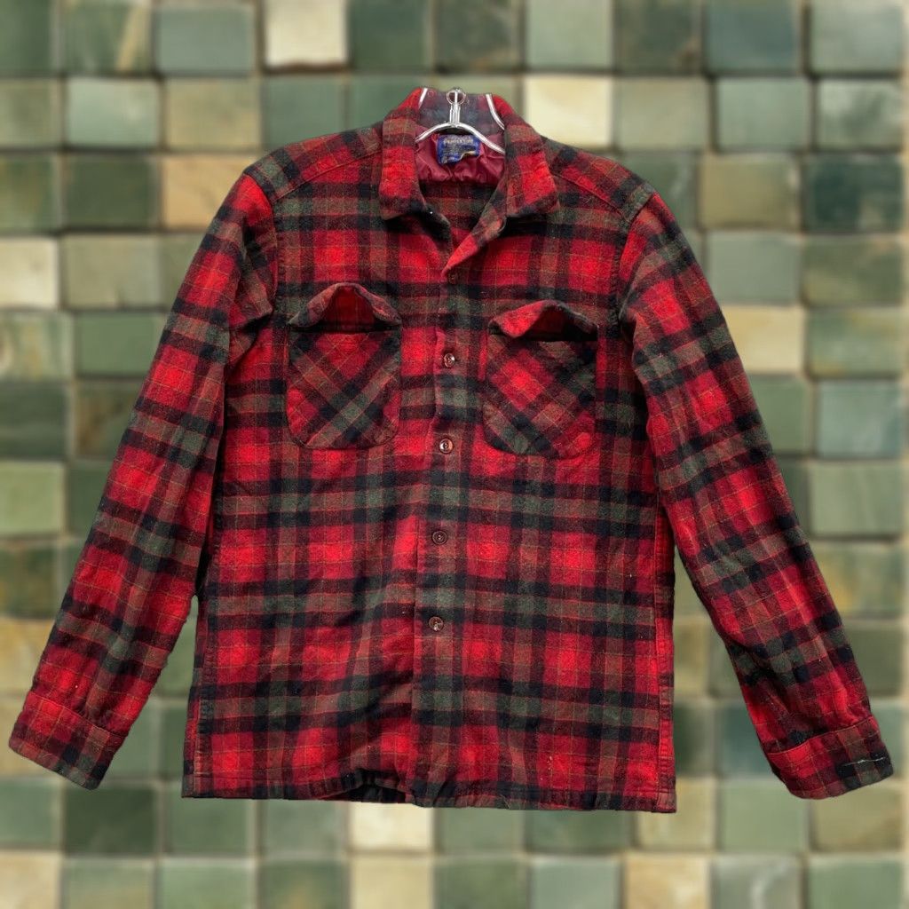 Pendleton VINTAGE Pendleton 100% Wool Flannel Shirt Med Outdoor Logger Cabin Workwear Grunge Size US M / EU 48-50 / 2 - 1 Thumbnail