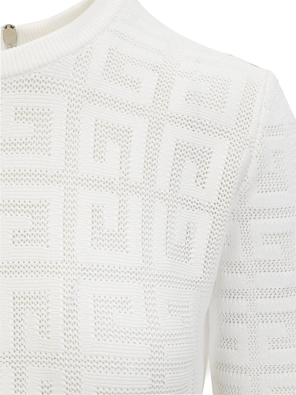 Givenchy o1srvl11e0125 Jacquard Knit Mini Dress in White Size L / US 10 / IT 46 - 7 Thumbnail