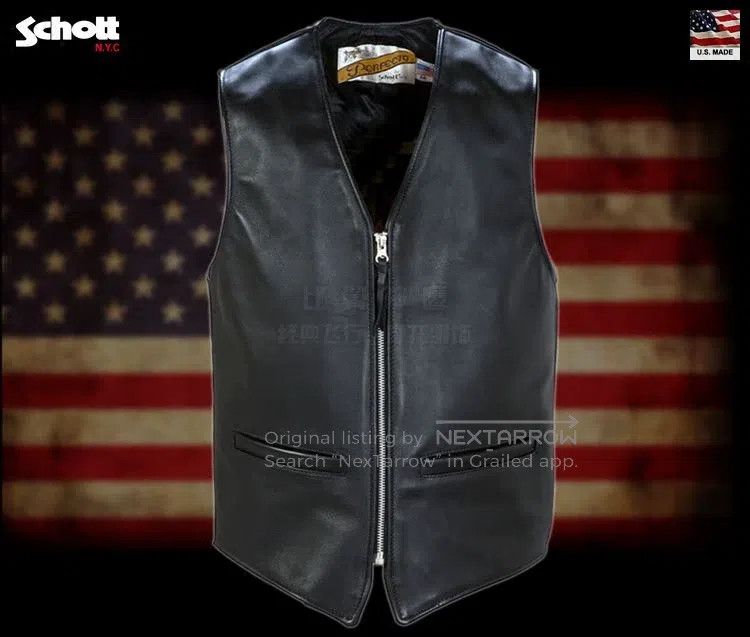 Schott Schott Castrated cowhide locomotive vest Size US M / EU 48-50 / 2 - 1 Thumbnail
