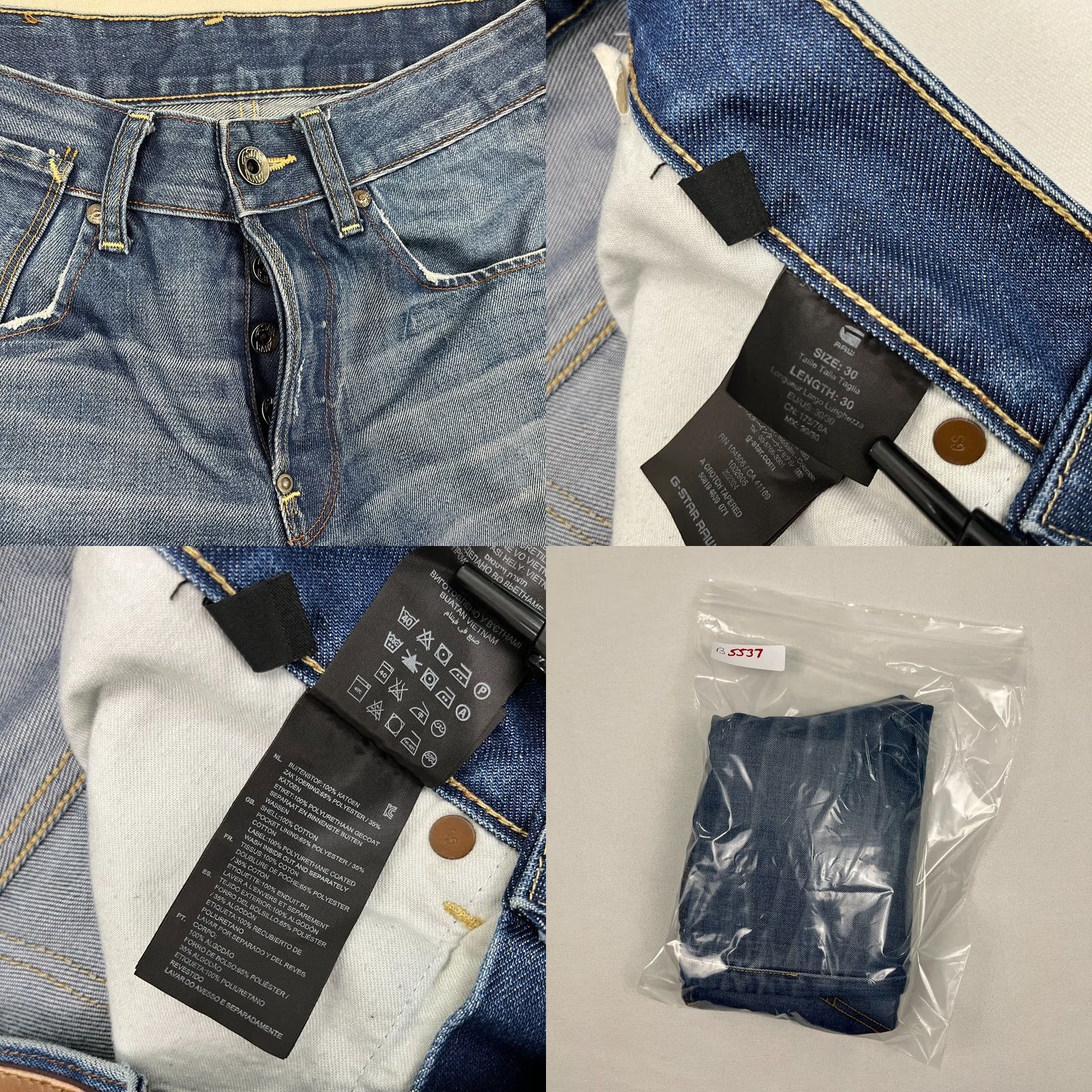 G-Star G-STAR Raw A Crotch Tapered Jeans Mens 30 x 28 Slim Taper Blue Denim Stretch Jeans Mens Slim Tapered Blue Denim Stretch Size US 30 / EU 46 - 9 Thumbnail