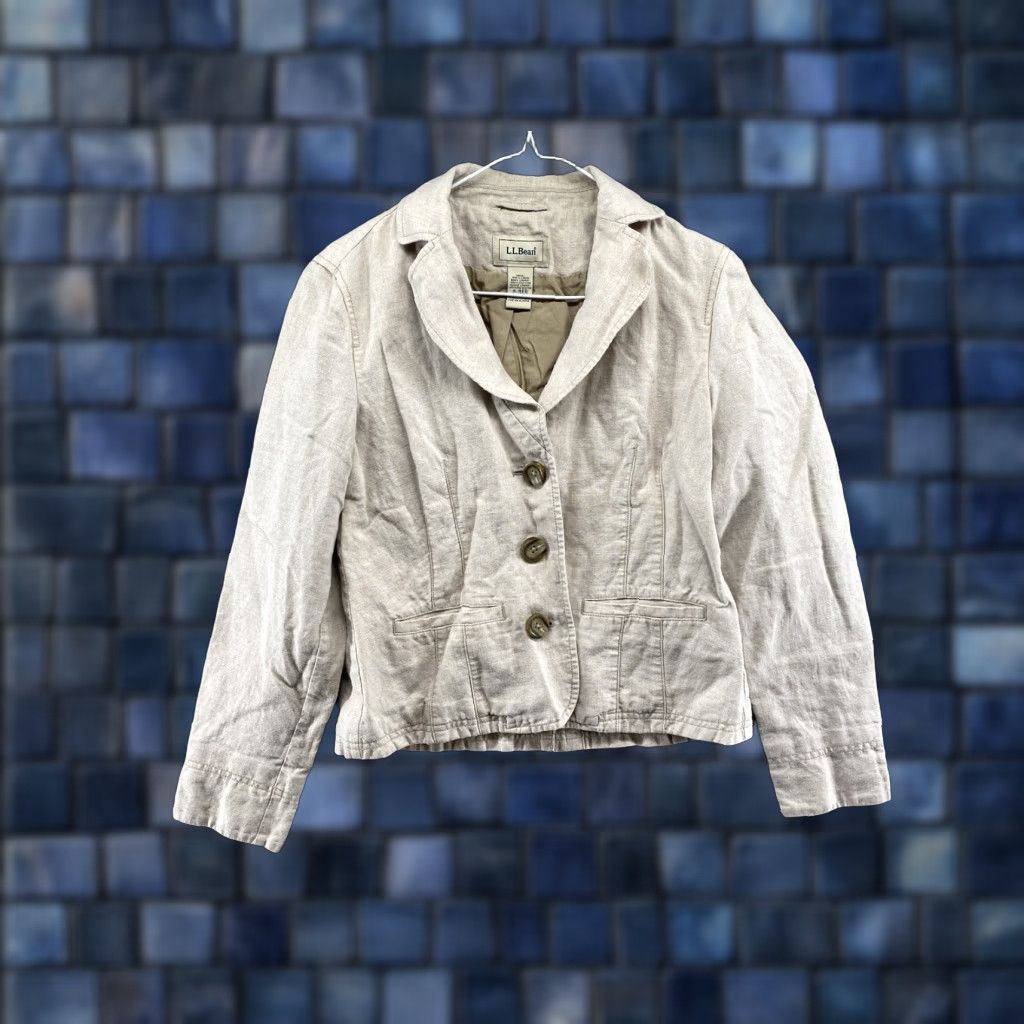 Vintage LL Bean Women's Blazer Linen Lined Beige Jacket Size 4 Outdoors Nature Size S / US 4 / IT 40 - 1 Thumbnail