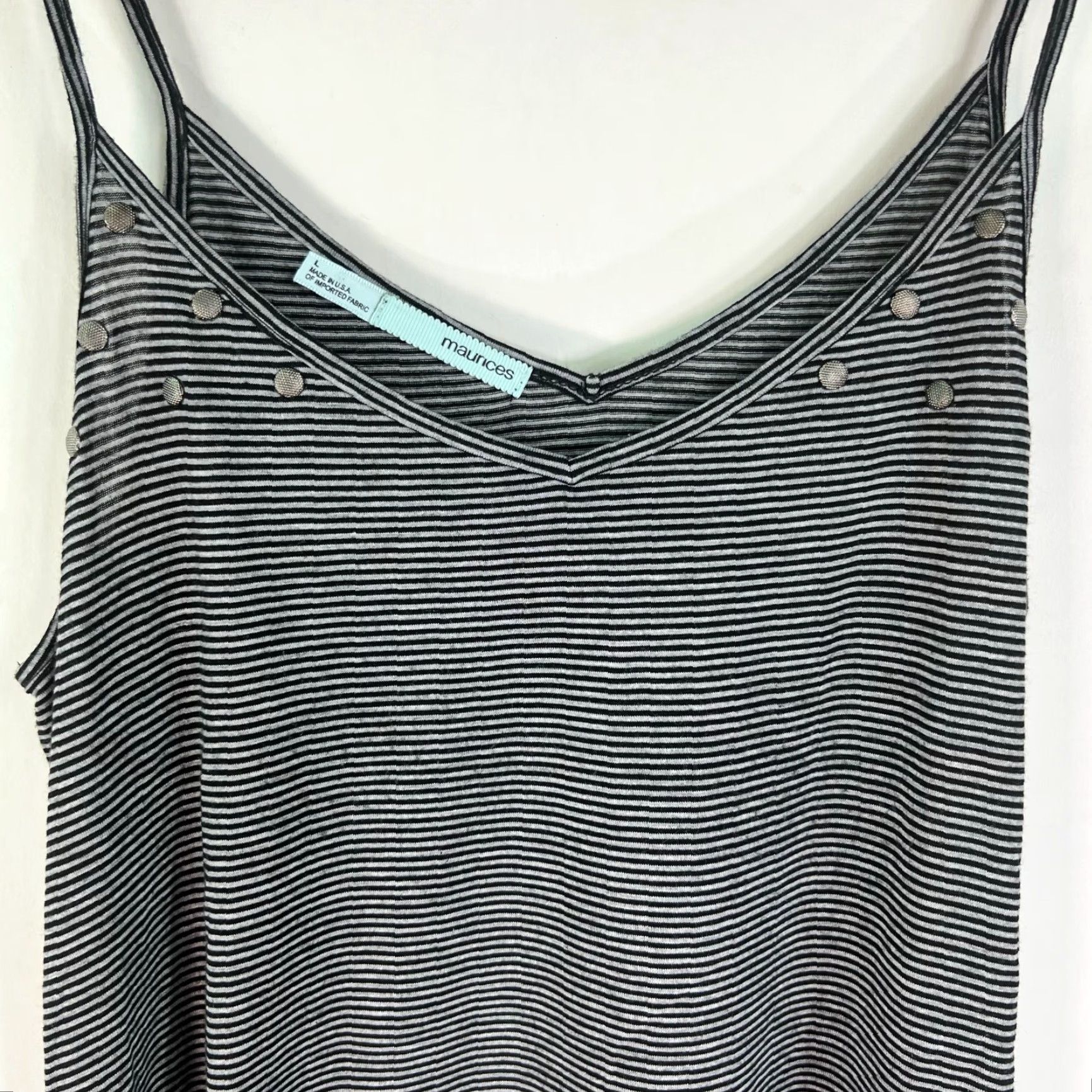 Vintage Maurices Tank Top Striped Studded Womens Size L Gray Size L / US 10 / IT 46 - 2 Thumbnail