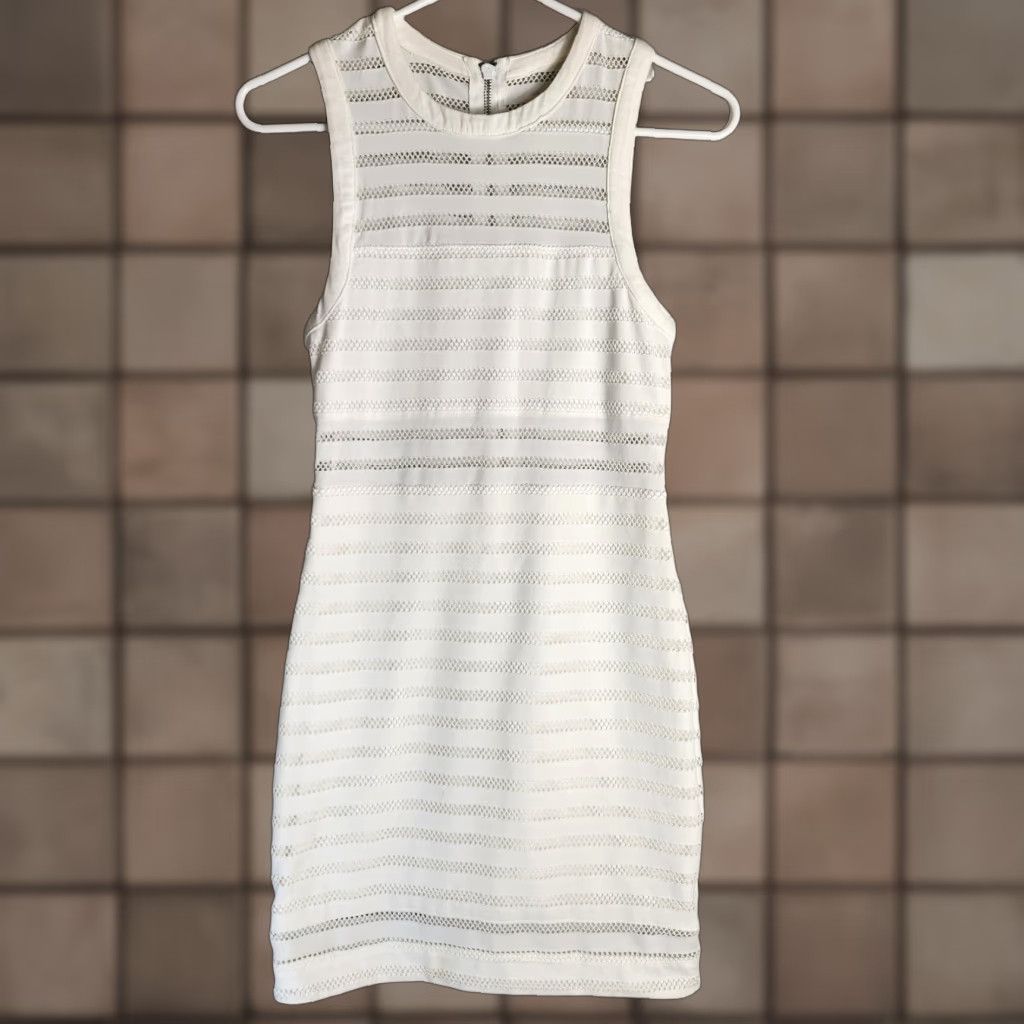 Urban Outfitters Urban Outfitters Silence + Noise Ivory Bodycon Eyelet Cutout Mini Dress Sleeveless S Womens Size S / US 4 / IT 40 - 1 Thumbnail