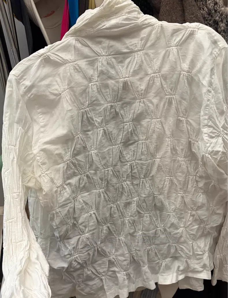 Issey Miyake Issey Miyake White Pleated Artistic Top Cardigan Size S / US 4 / IT 40 - 3 Thumbnail