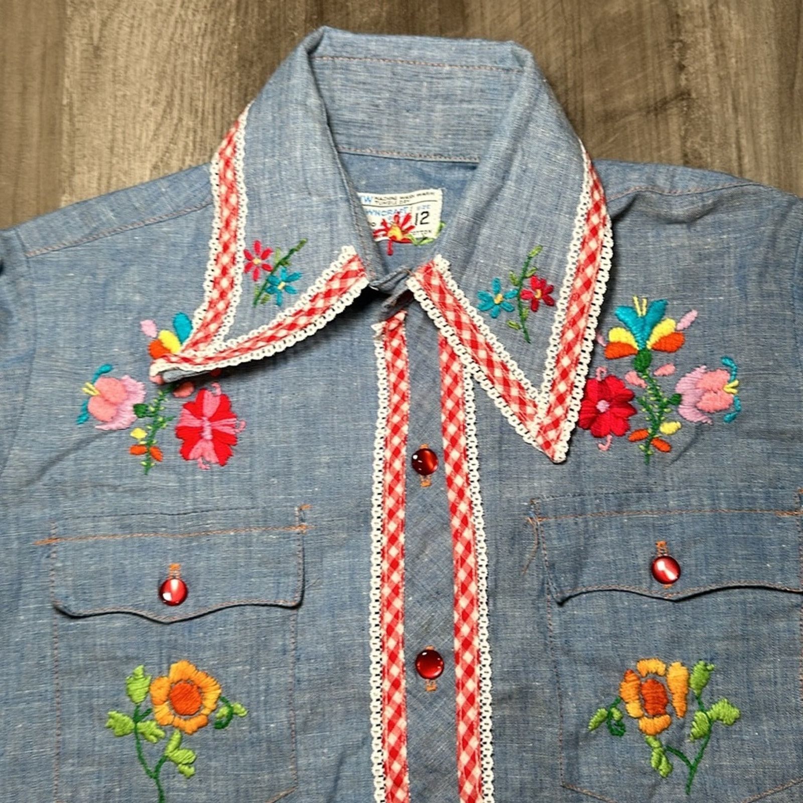 Towncraft Towncraft Vintage Hand Embroidered Button Down - See Sizing Size XS / US 0-2 / IT 36-38 - 6 Thumbnail