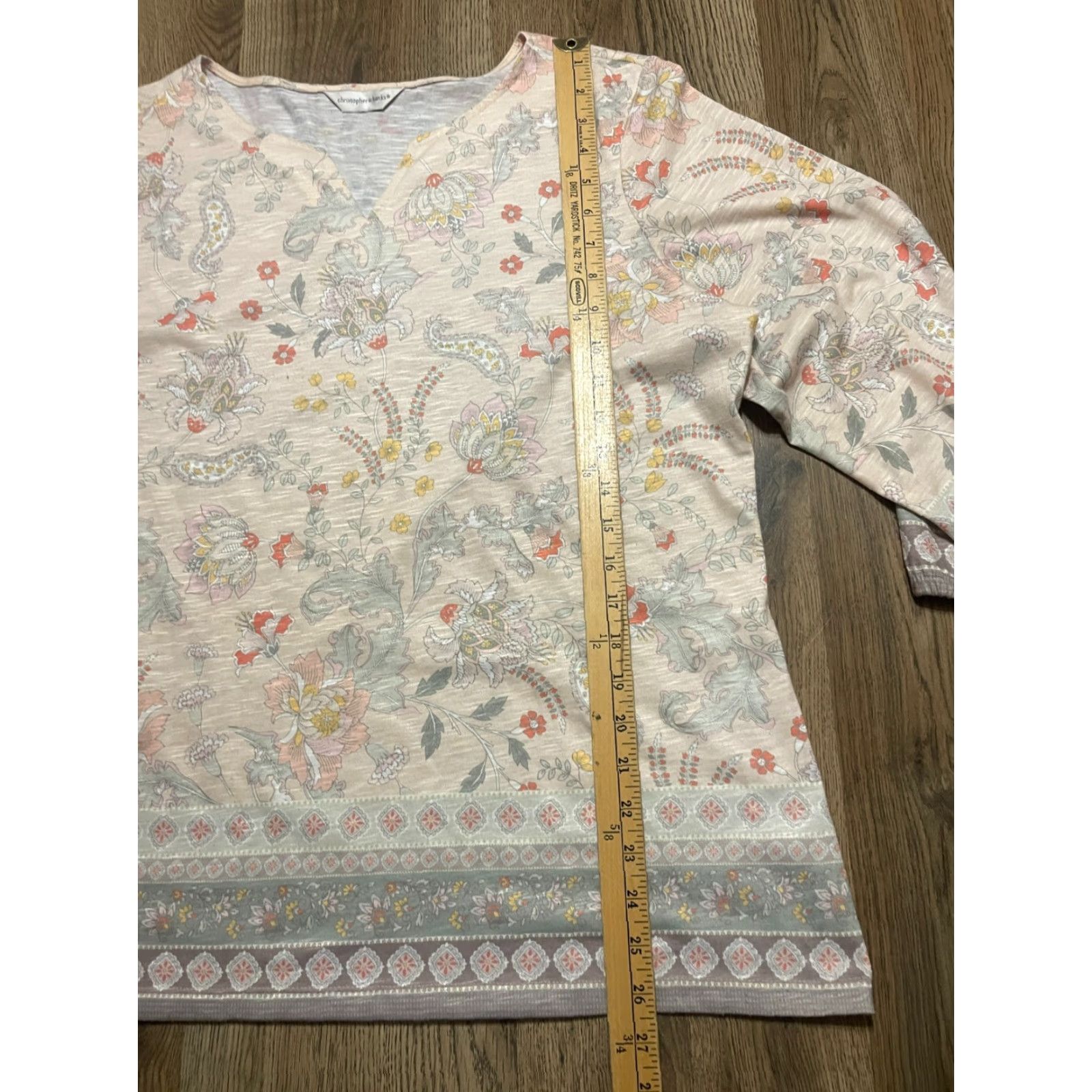 Vintage Christopher&Banks Shirt Women XL White Floral V-Neck Long Sleeve T-Shirt Casual Modern Basic - Womens Size XL / US 12-14 / IT 48-50 - 6 Thumbnail