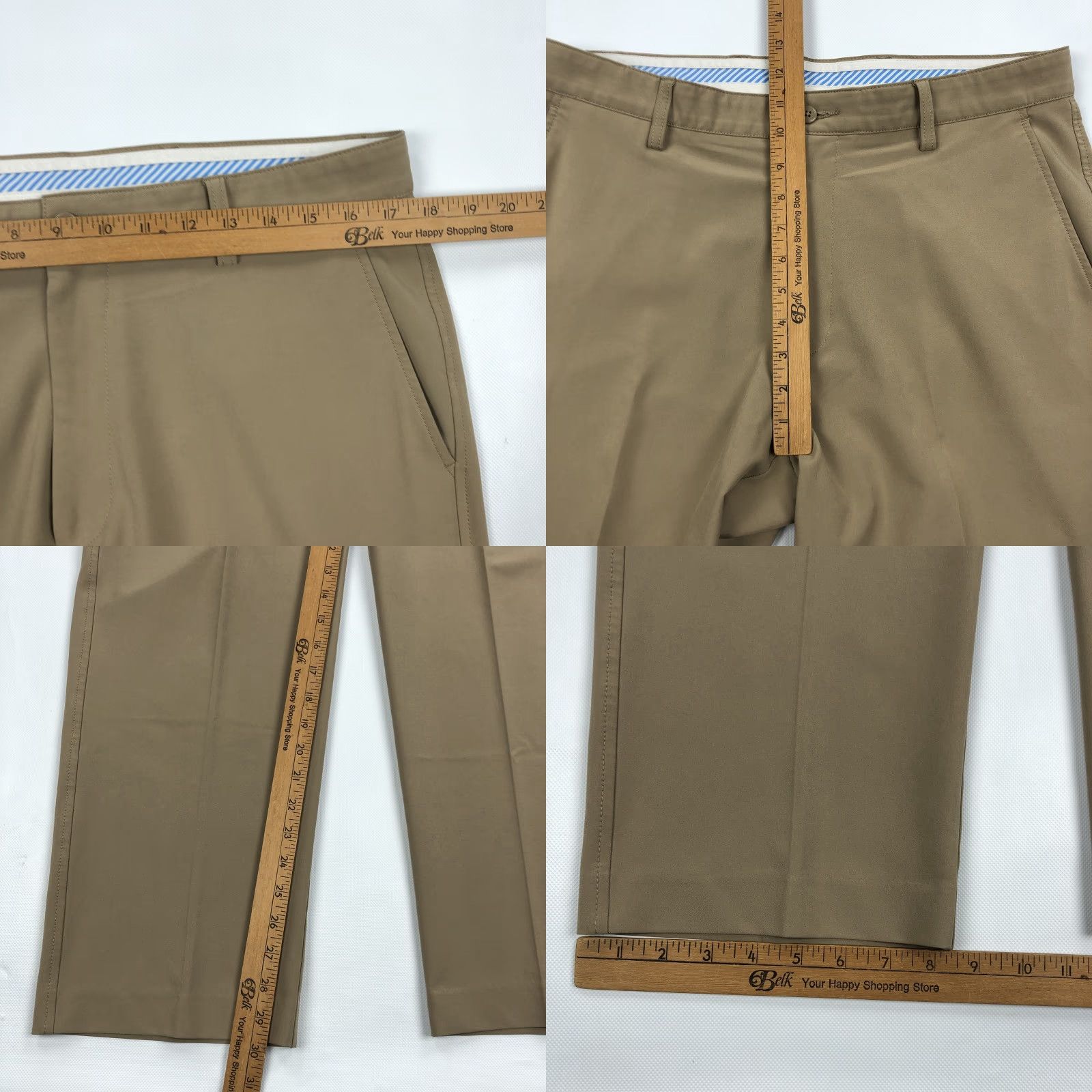 Footjoy FootJoy Men’s Khaki Tan Flat Front Performance Golf Pants 35x30 Stretch Chinos Size US 35 - 8 Thumbnail