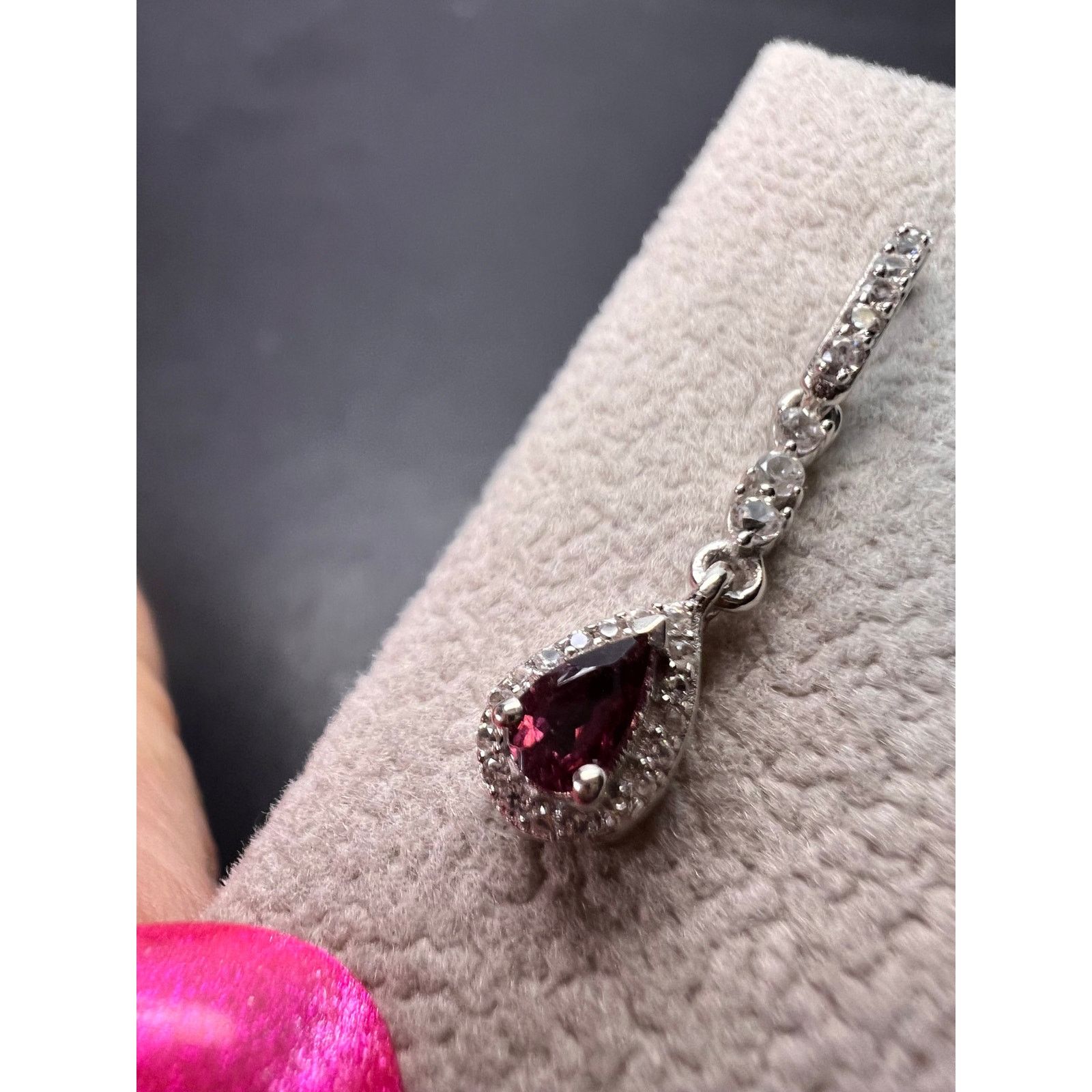Other Rubellite and zircon earrings in platinum over sterling Size ONE SIZE - 11 Thumbnail