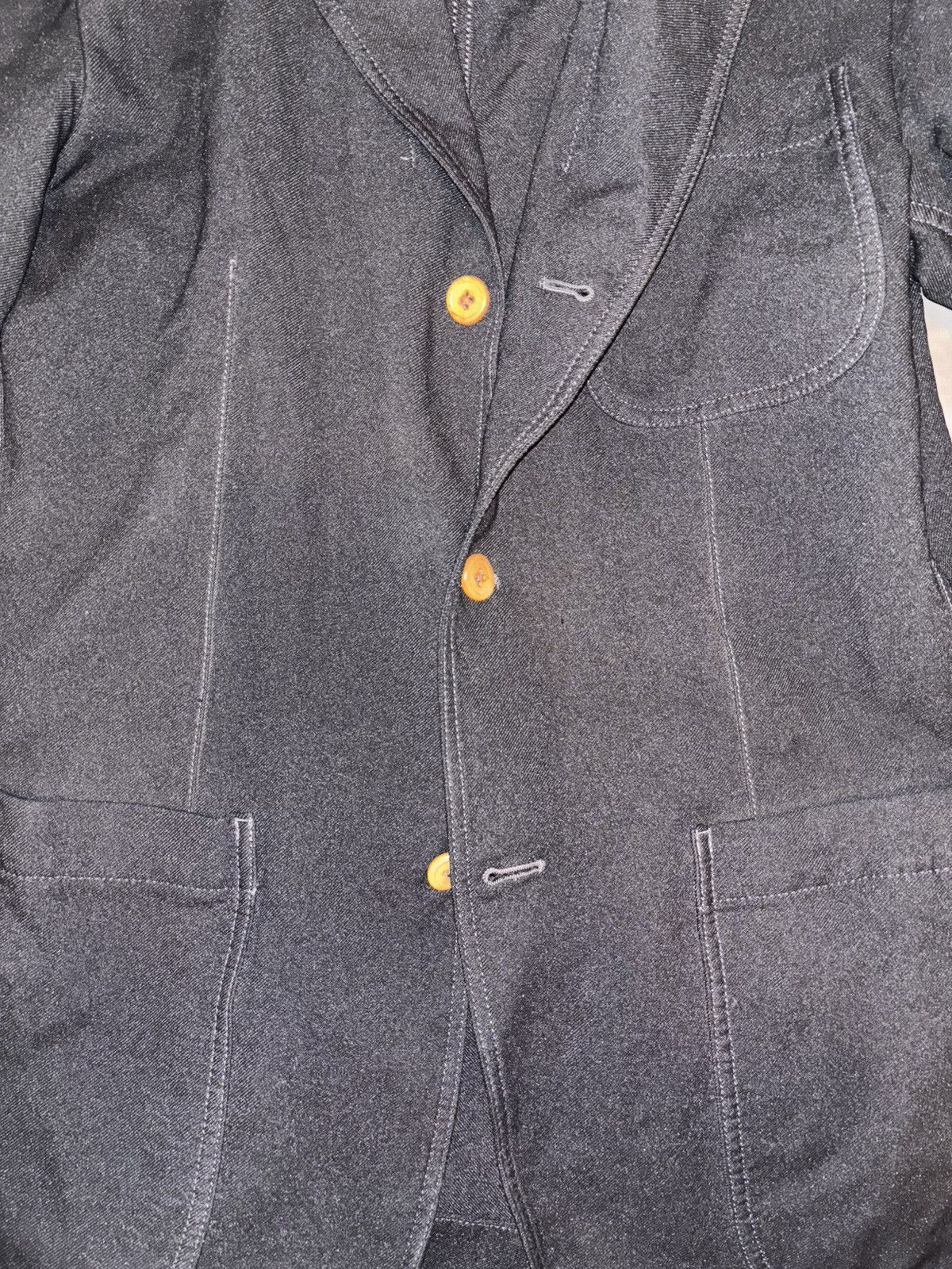 Comme des Garcons Homme Deux COMMES DES GARCONS HOMME DEUX BLACK WASHED POLY BLAZER Size 42R - 3 Thumbnail