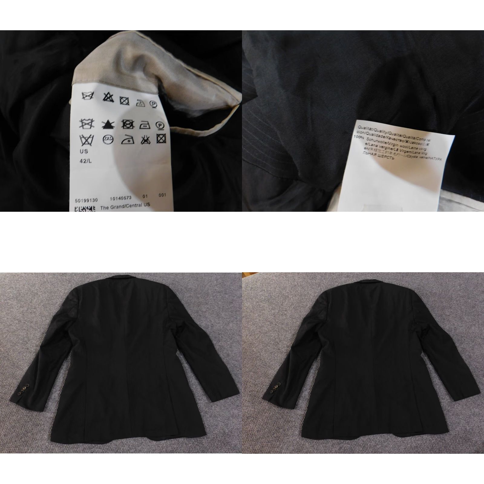 Hugo Boss HUGO BOSS Blazer Men 42R Black Striped Two-Button Wool Business Formal Jacket Blazer 42 Regular Mens Size 42R - 8 Thumbnail