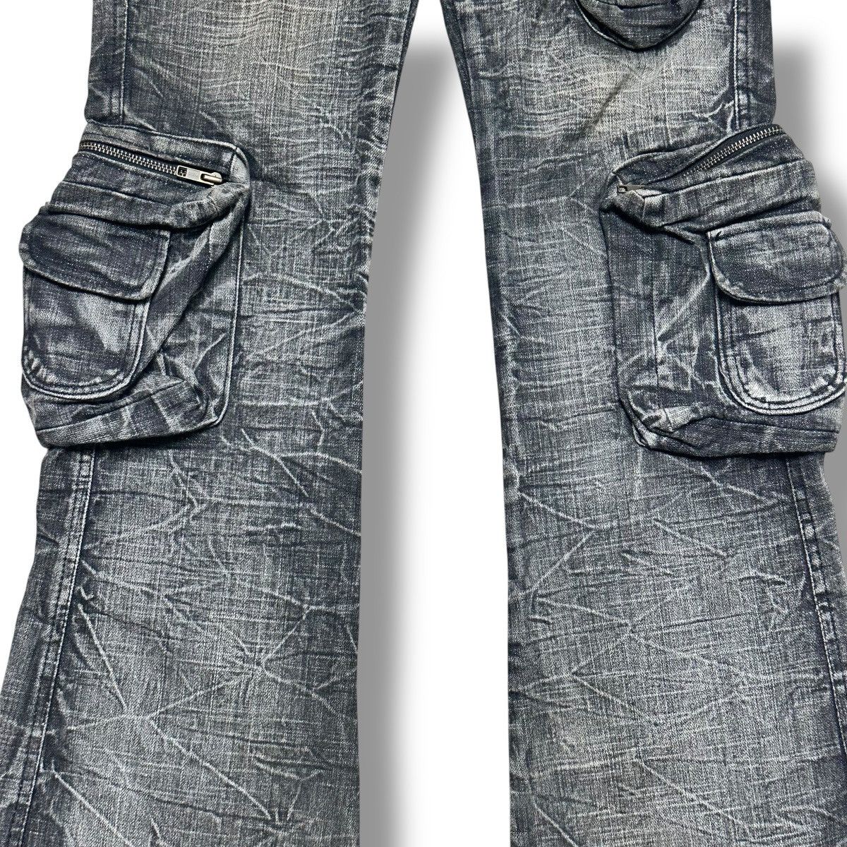 Vintage K.U.I. Cargo Jeans | Rare Japanese Streetwear | Flared Faded Size US 34 / EU 50 - 8 Thumbnail