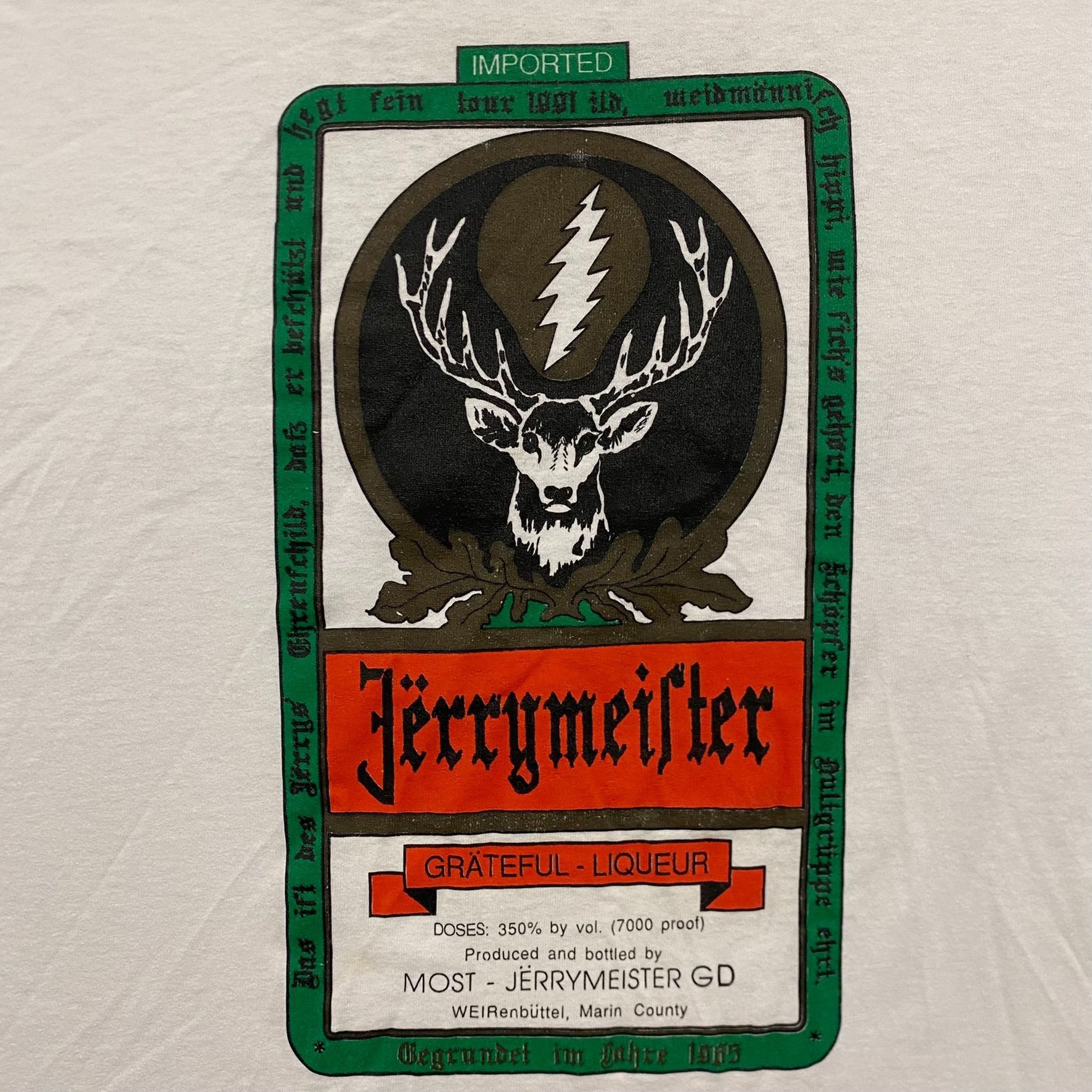 Grateful Dead Vintage 90s Jerry Garcia Jagermeister Single Stitch Band Tee Size US XL / EU 56 / 4 - 3 Thumbnail