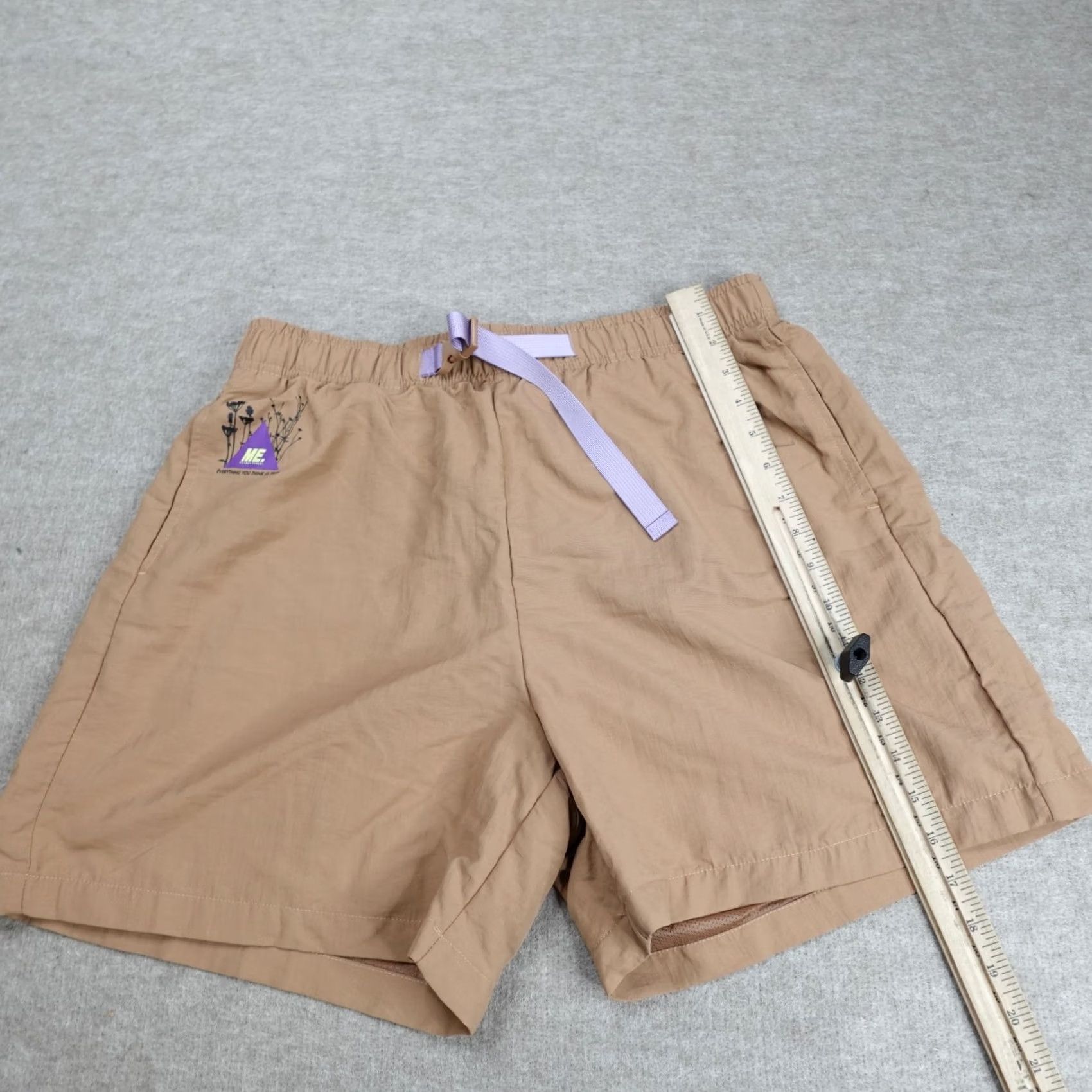 Vintage Melody Ehsani Shorts Beige Solid Nylon 4.5" Belted Lined Nylon Hiking NEW Ladies Regular L Beige Shoes? Size 36" / US 14 / IT 50 - 2 Thumbnail