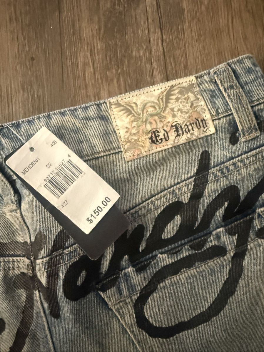 Ed Hardy Ed Hardy “Death Before Dishonor” + Eagle Straight Leg Pants Size US 32 / EU 48 - 4 Thumbnail