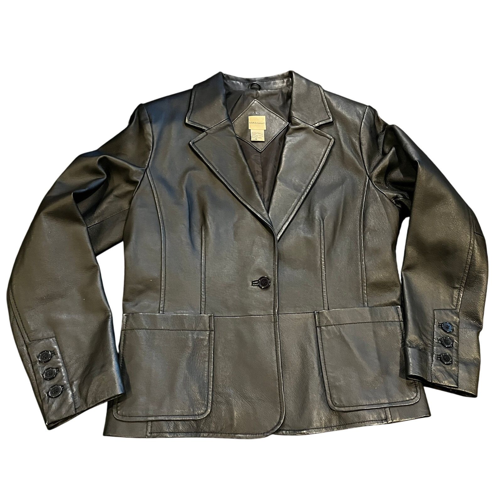 Other Massani Genuine Leather Jacket Black Men's Size Medium Size M / US 6-8 / IT 42-44 - 1 Thumbnail
