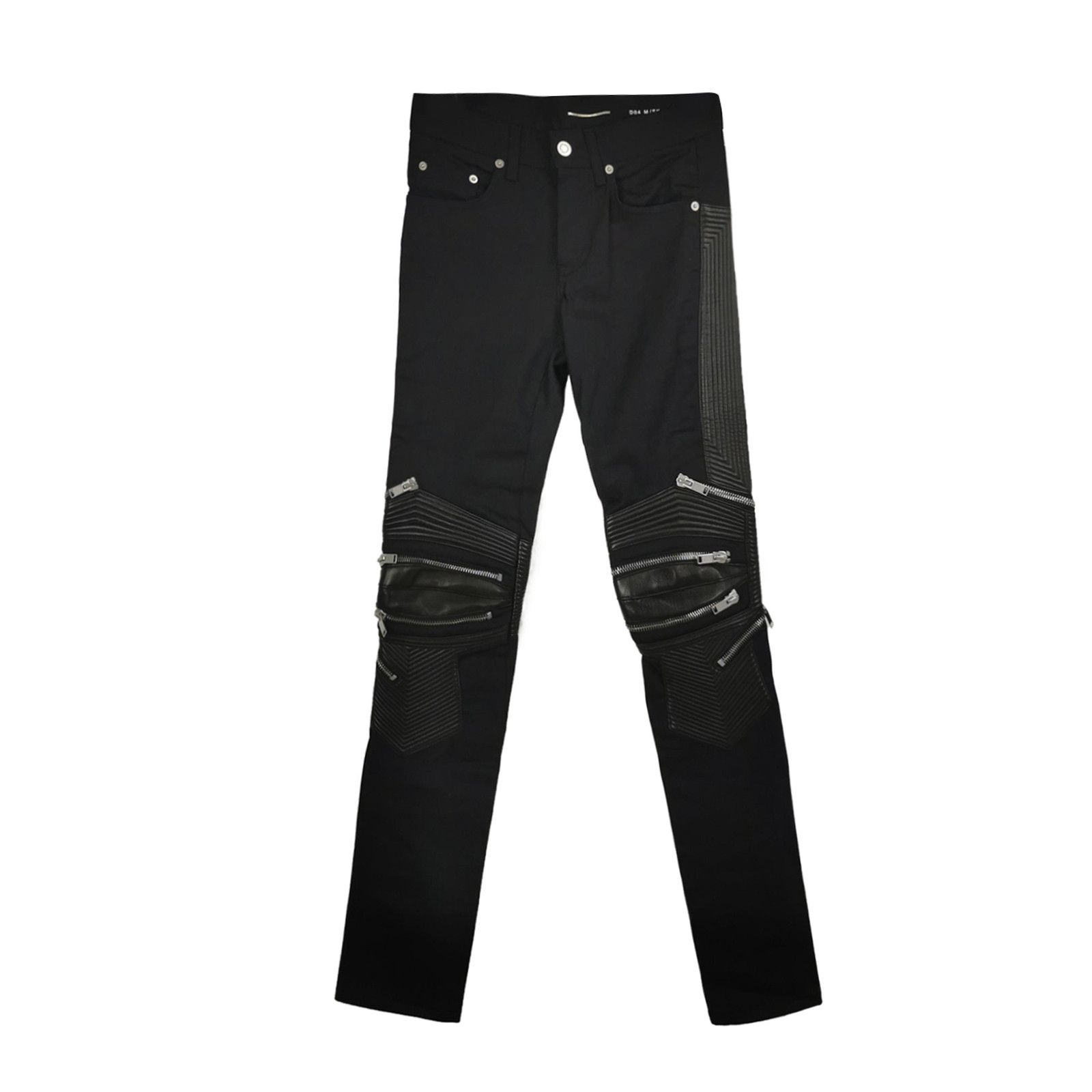 Saint Laurent Black Moto Zip-Detail Pants