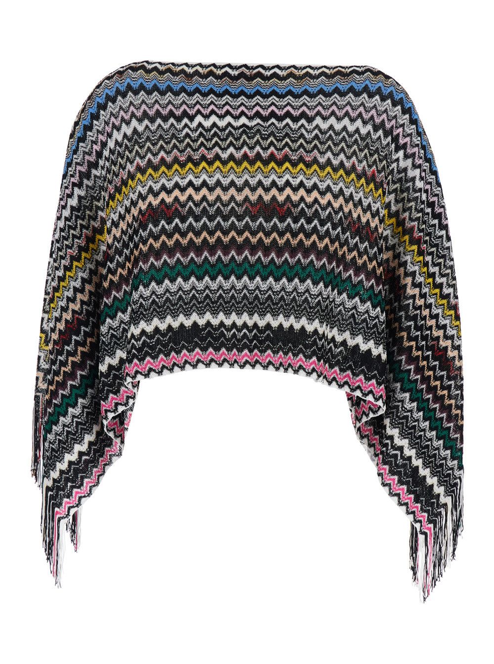 Missoni Multicolor 'MISSONI' Cape with Boat Neck and All-Over Zig-Zag Motif in Viscose for Women Size M / US 6-8 / IT 42-44 - 1 Thumbnail