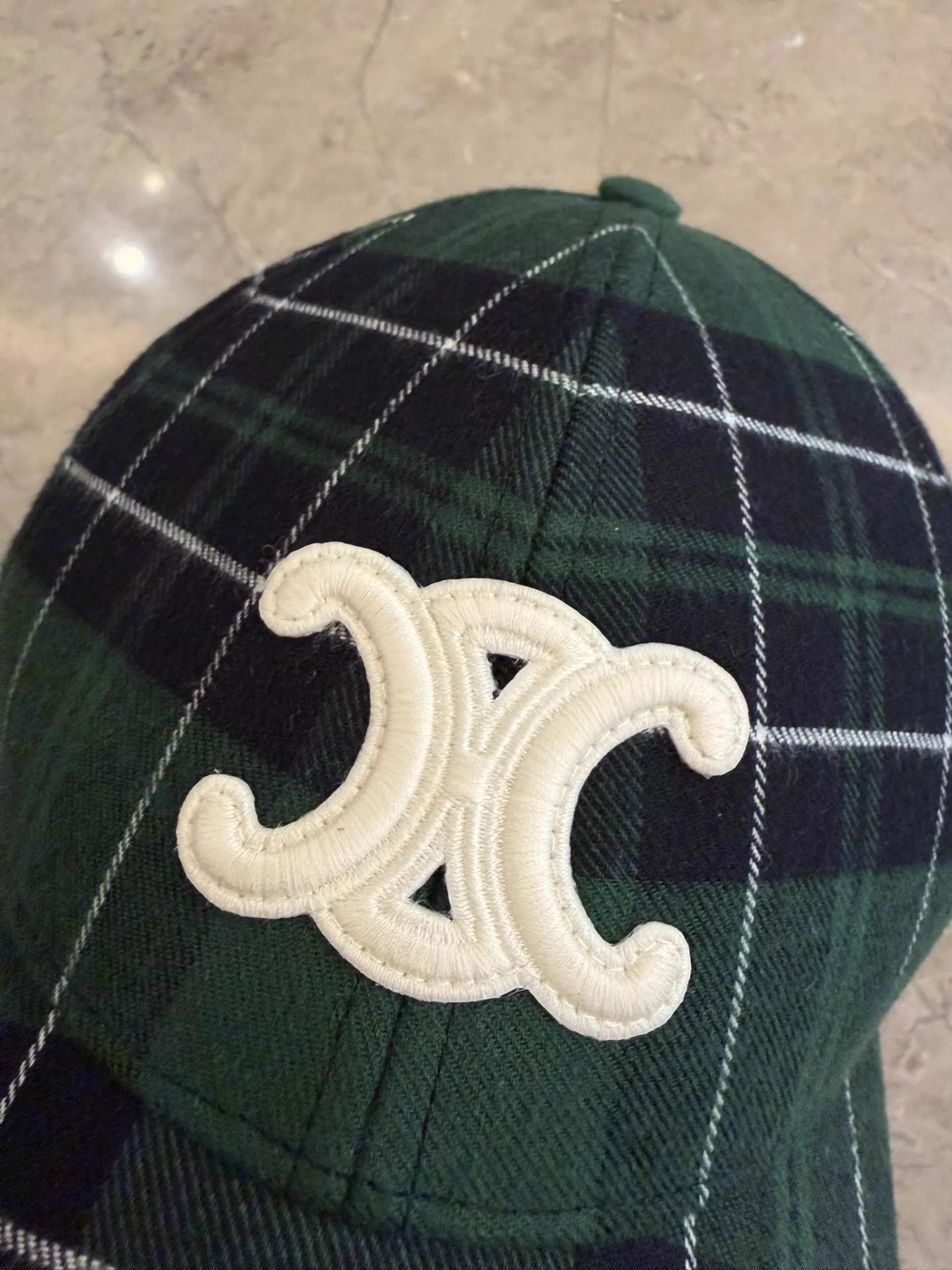 Celine Celine Hedi Slimane Green Check Logo Baseball Cap M Size ONE SIZE - 3 Thumbnail